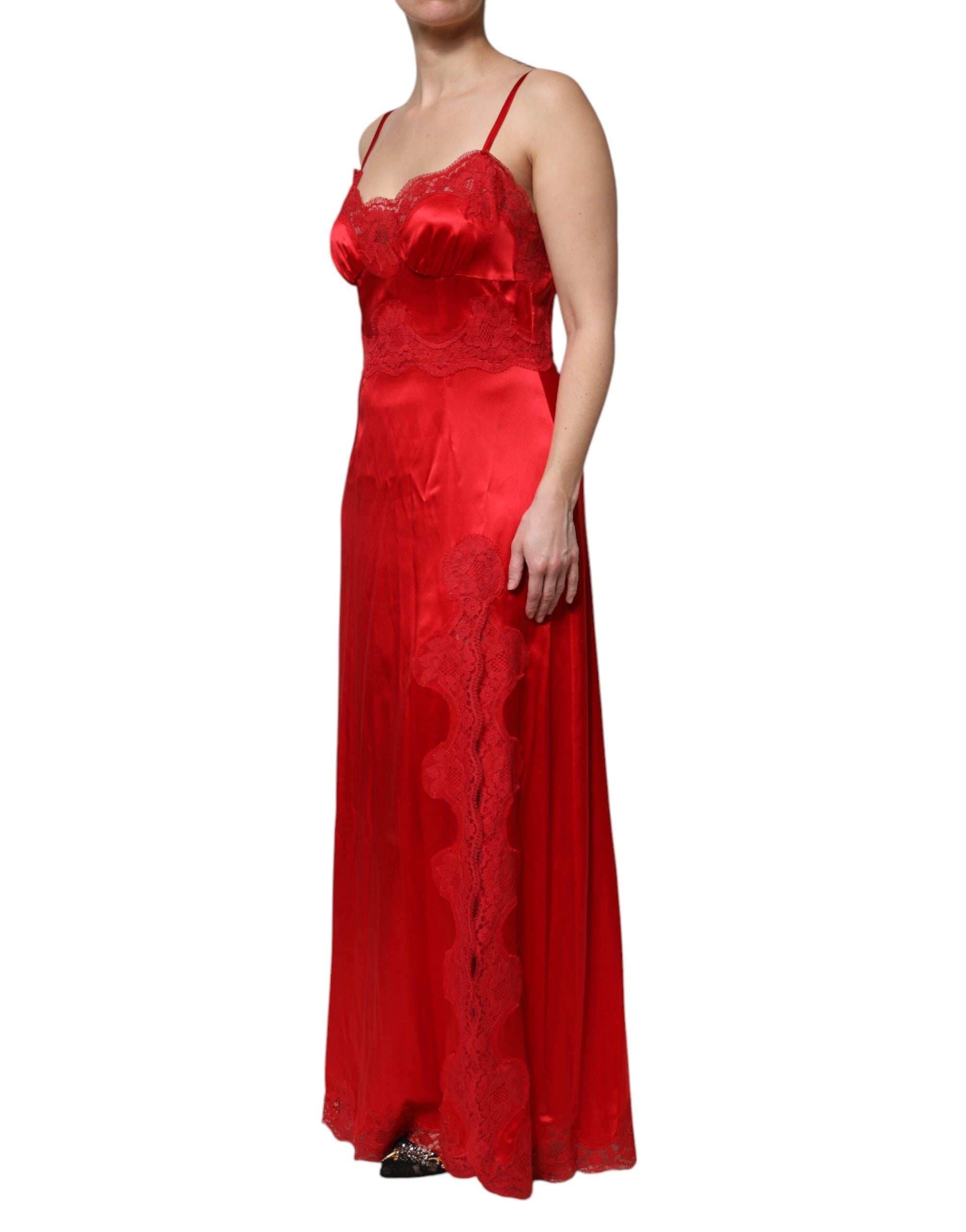 Dolce & Gabbana Red Silk Sleeveless Maxi Long Dress Dolce & Gabbana
