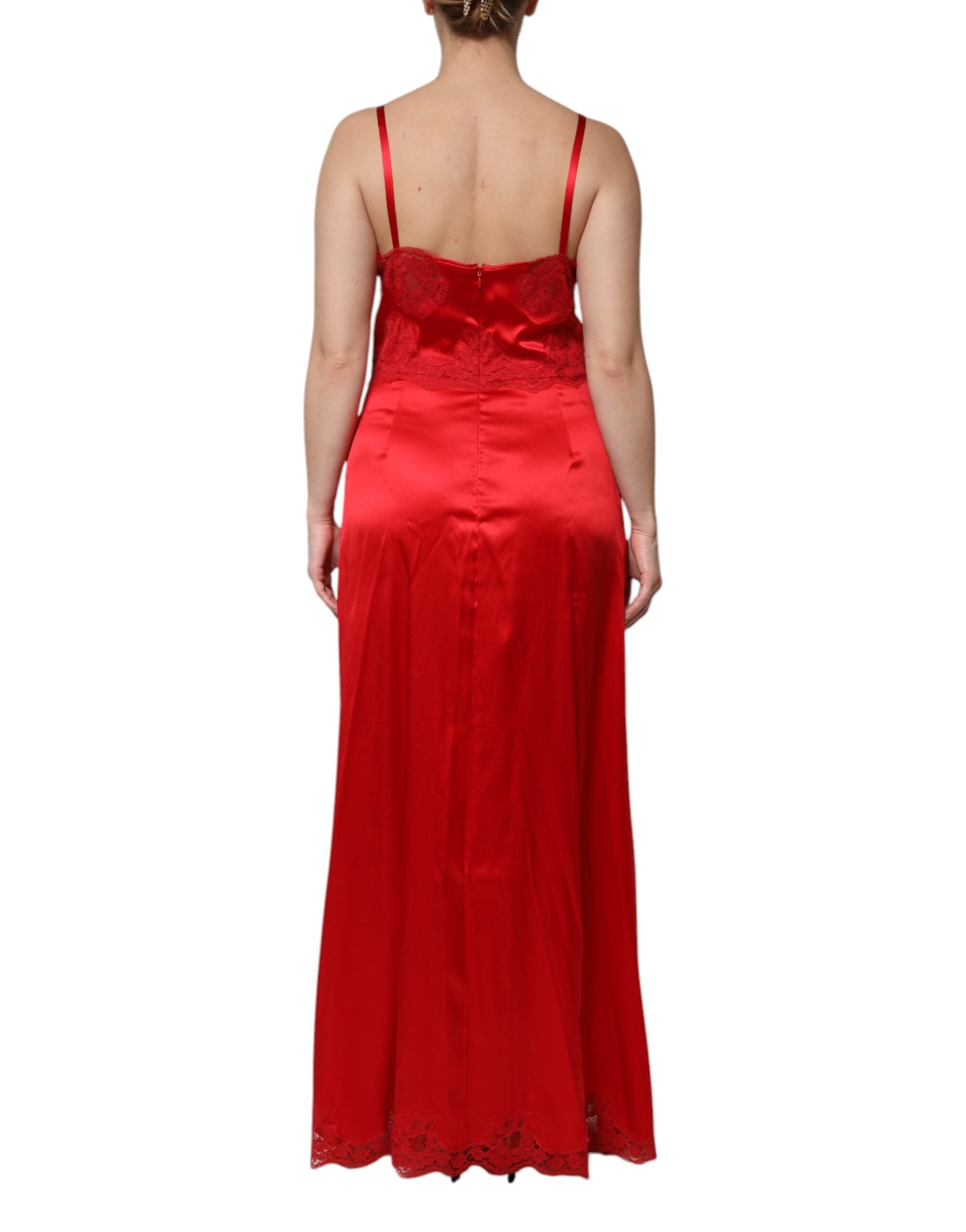 Dolce & Gabbana Red Silk Sleeveless Maxi Long Dress Dolce & Gabbana