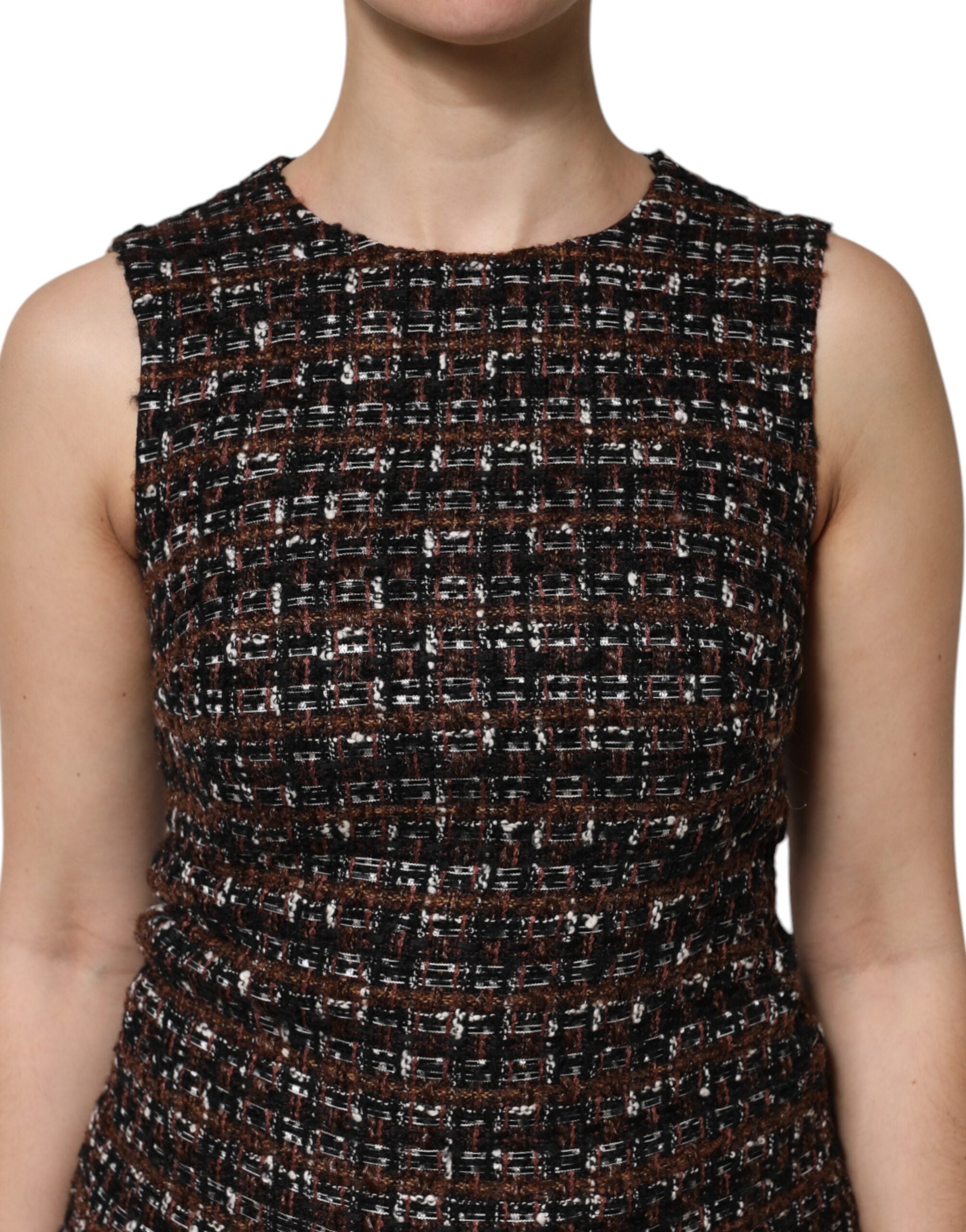 Dolce & Gabbana Multicolor Sleeveless Mini Tweed A-line Dress Dolce & Gabbana
