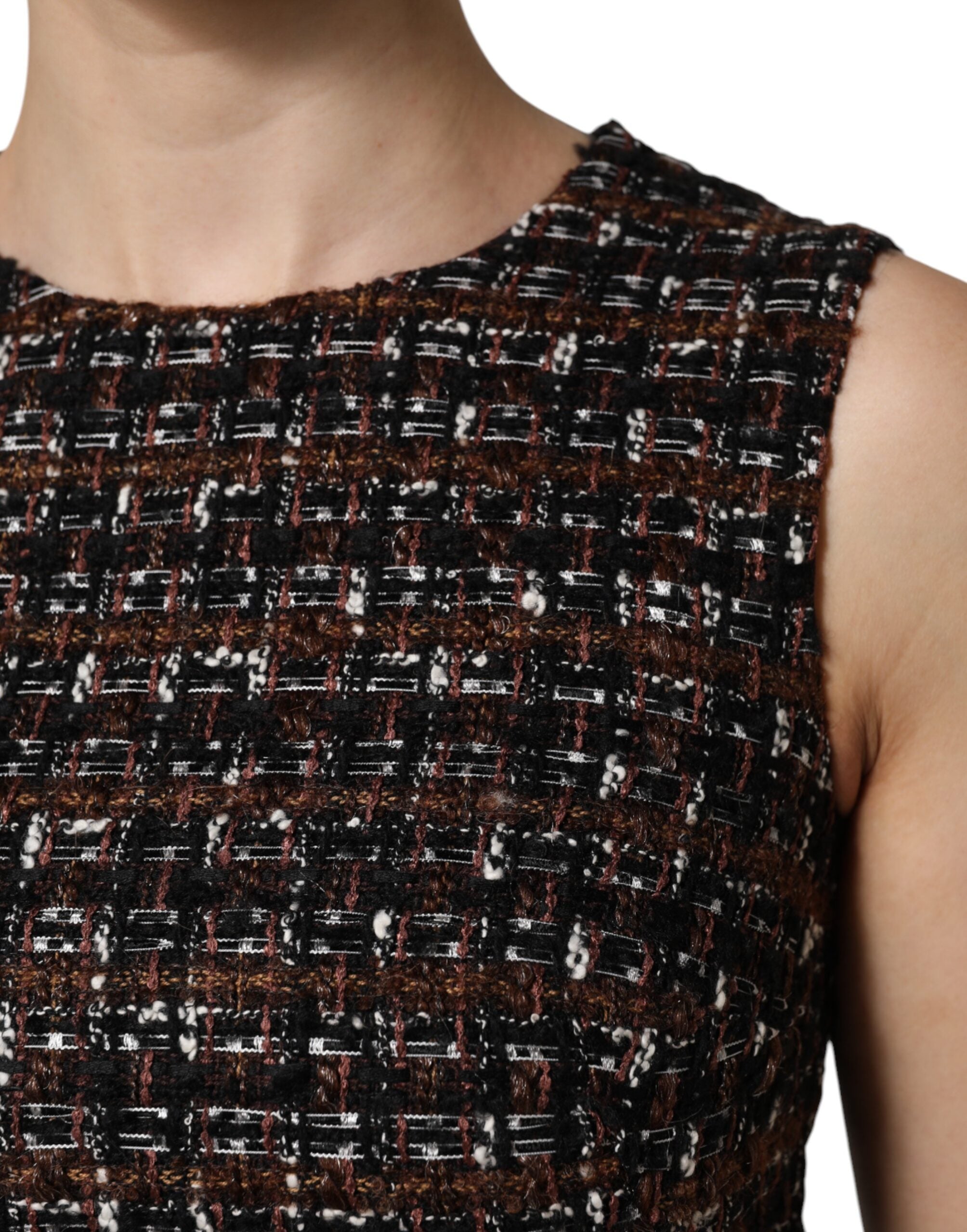 Dolce & Gabbana Multicolor Sleeveless Mini Tweed A-line Dress Dolce & Gabbana