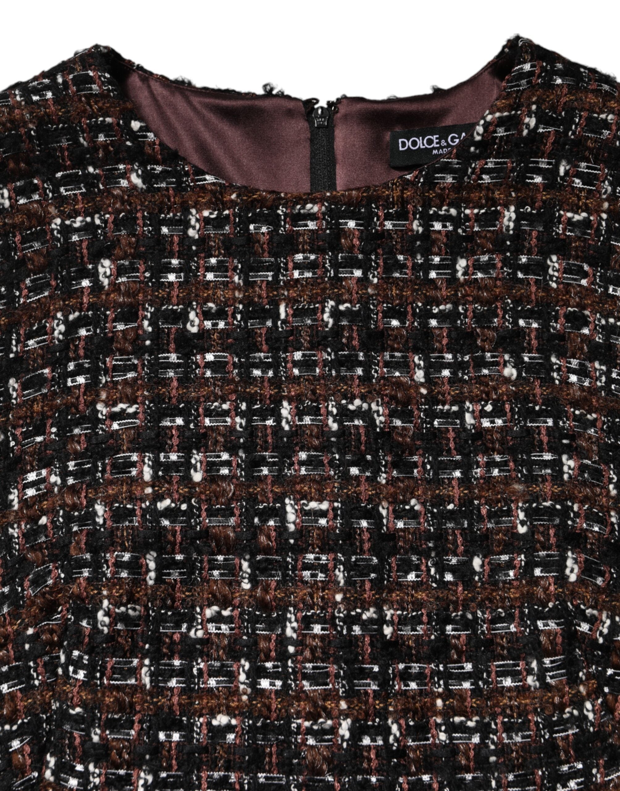Dolce & Gabbana Multicolor Sleeveless Mini Tweed A-line Dress Dolce & Gabbana