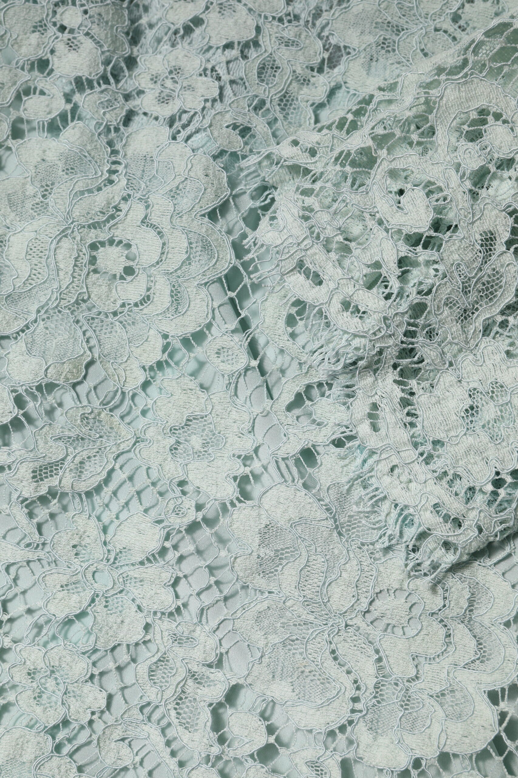Dolce & Gabbana Mint Green Floral Lace Cotton Blouse Top Dolce & Gabbana