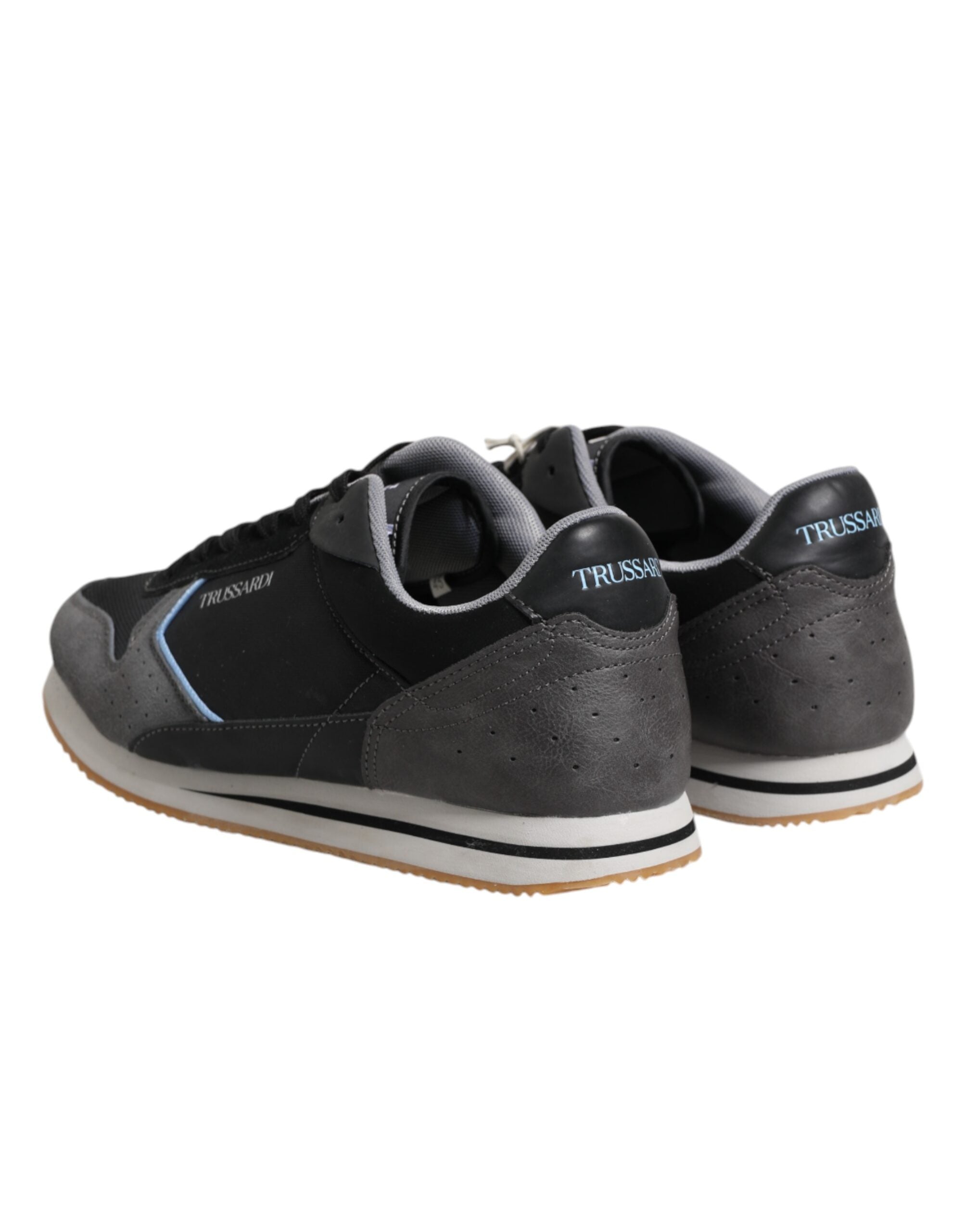 Trussardi Black Gray Lace Up Low Top Casual Sneakers Shoes Trussardi