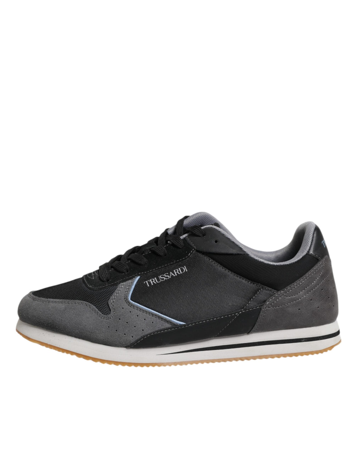 Trussardi Black Gray Lace Up Low Top Casual Sneakers Shoes