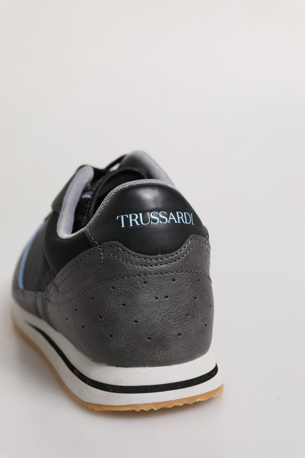 Trussardi Black Gray Lace Up Low Top Casual Sneakers Shoes