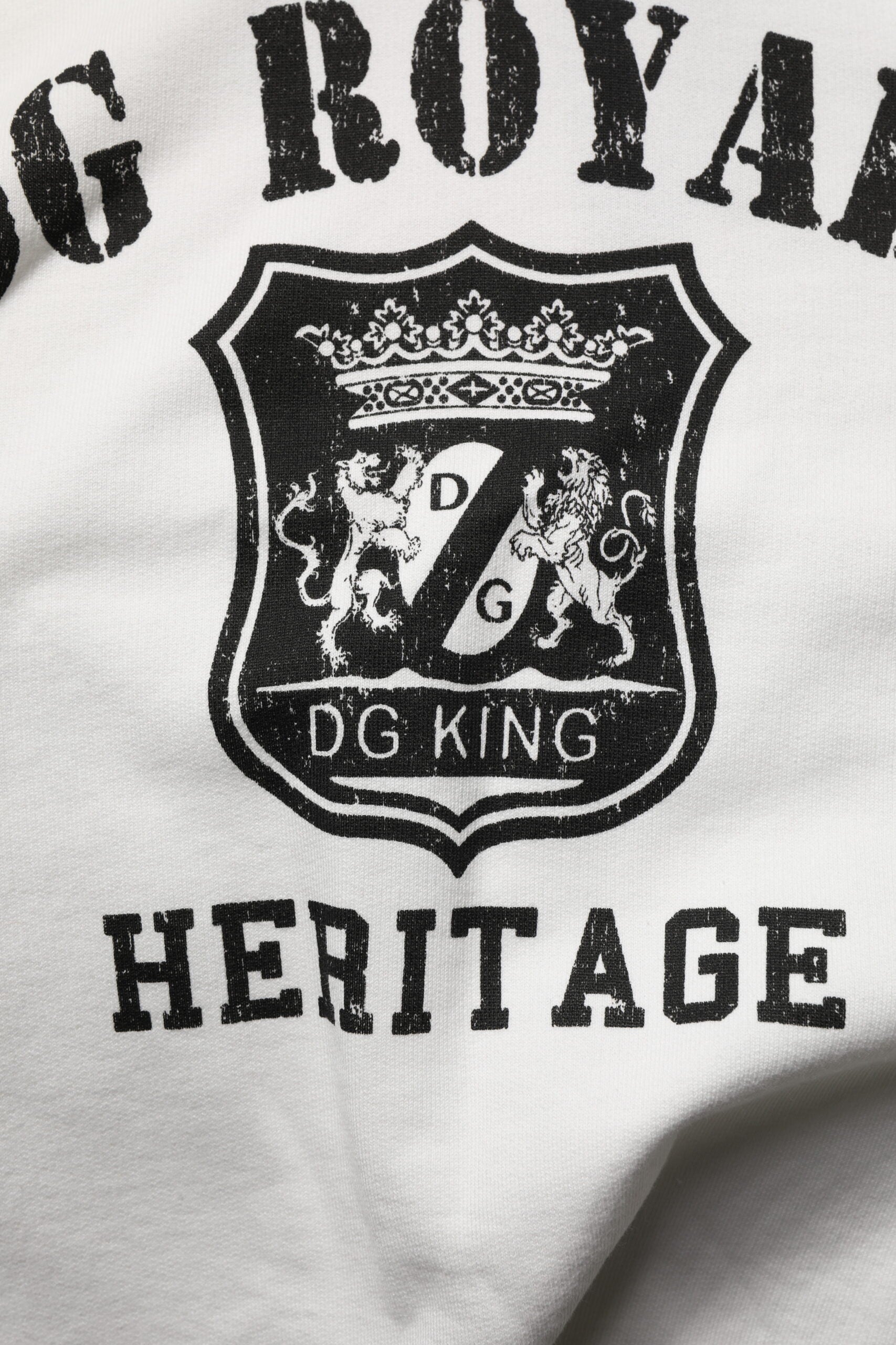 Dolce & Gabbana White Cotton DG ROYAL Print Hooded Sweater Dolce & Gabbana