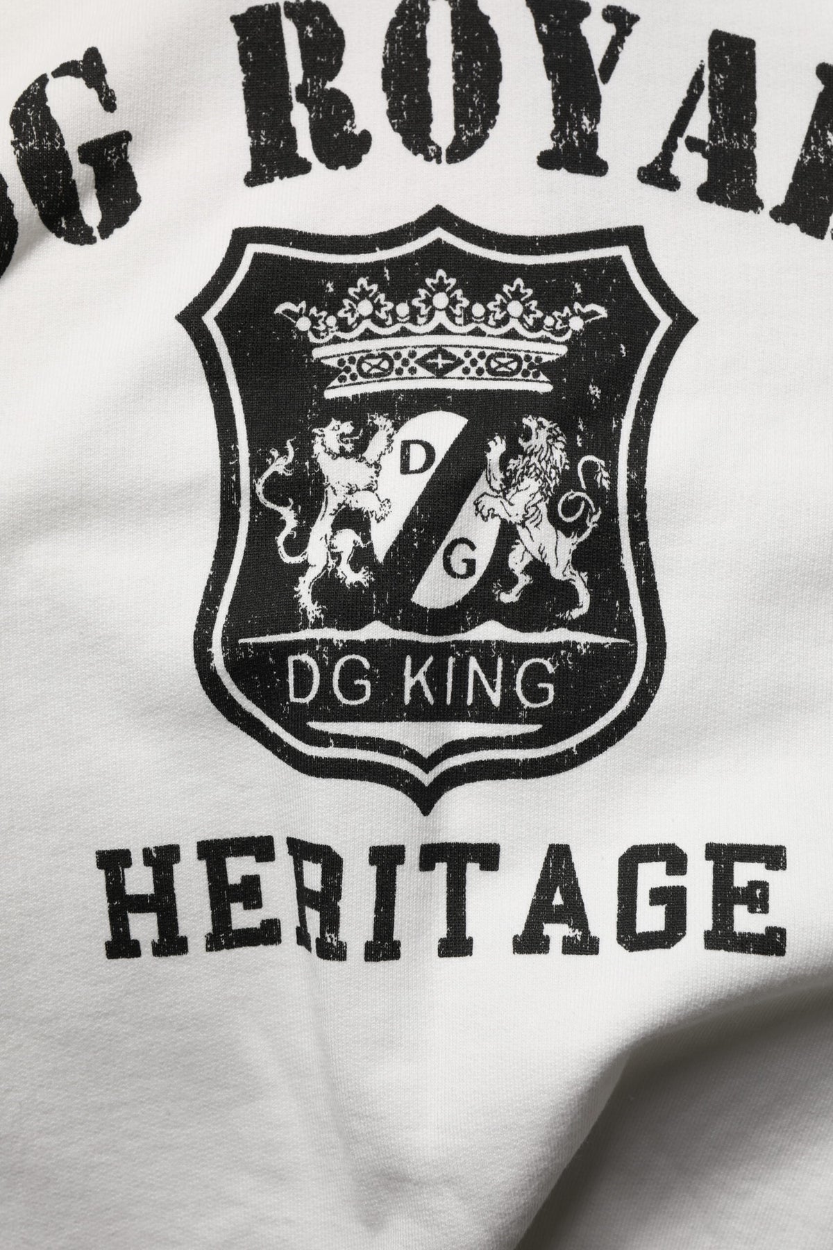 Dolce & Gabbana White Cotton DG ROYAL Print Hooded Sweater
