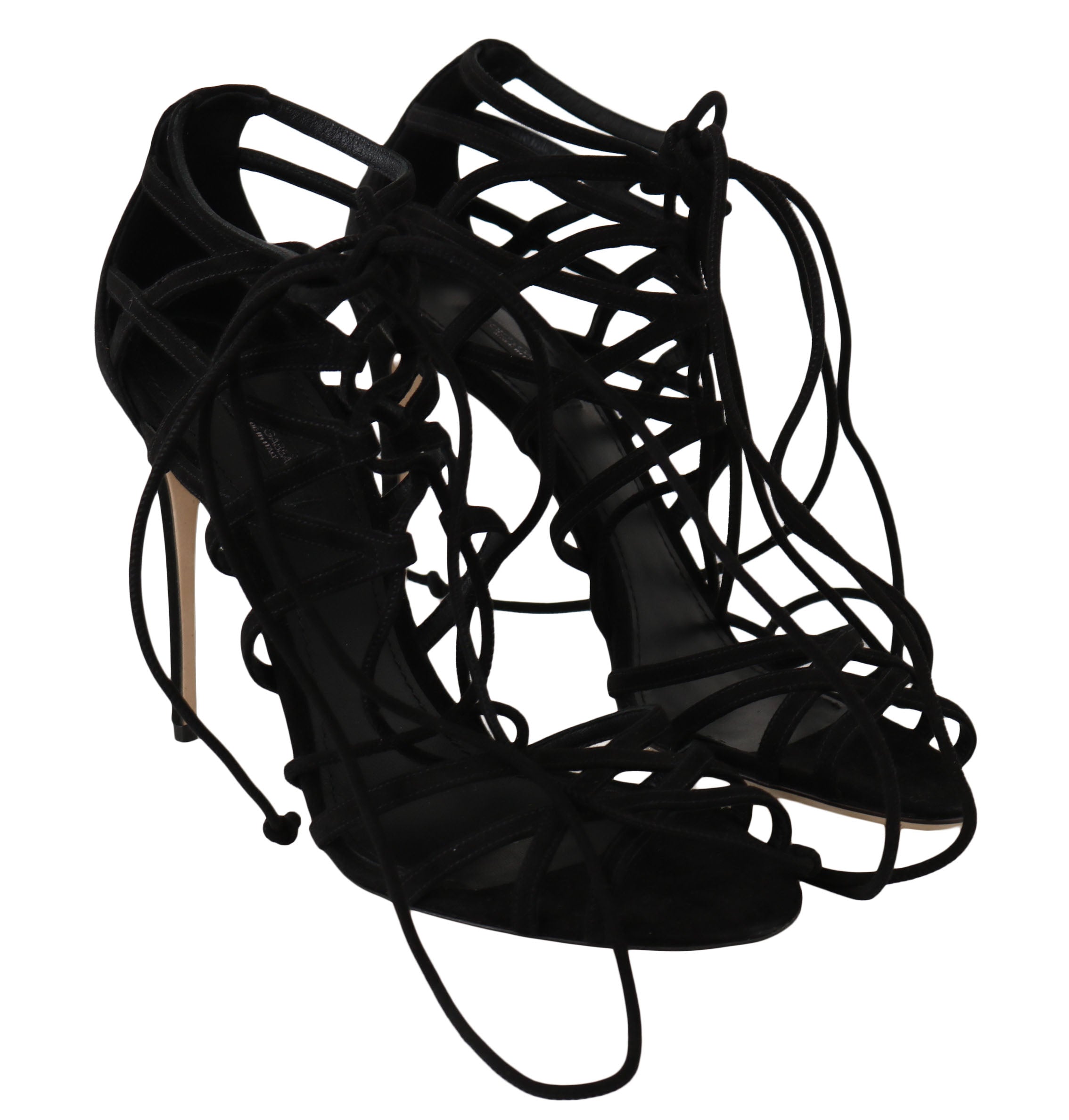 Dolce & Gabbana Black Suede Strap Stilettos Sandals Dolce & Gabbana