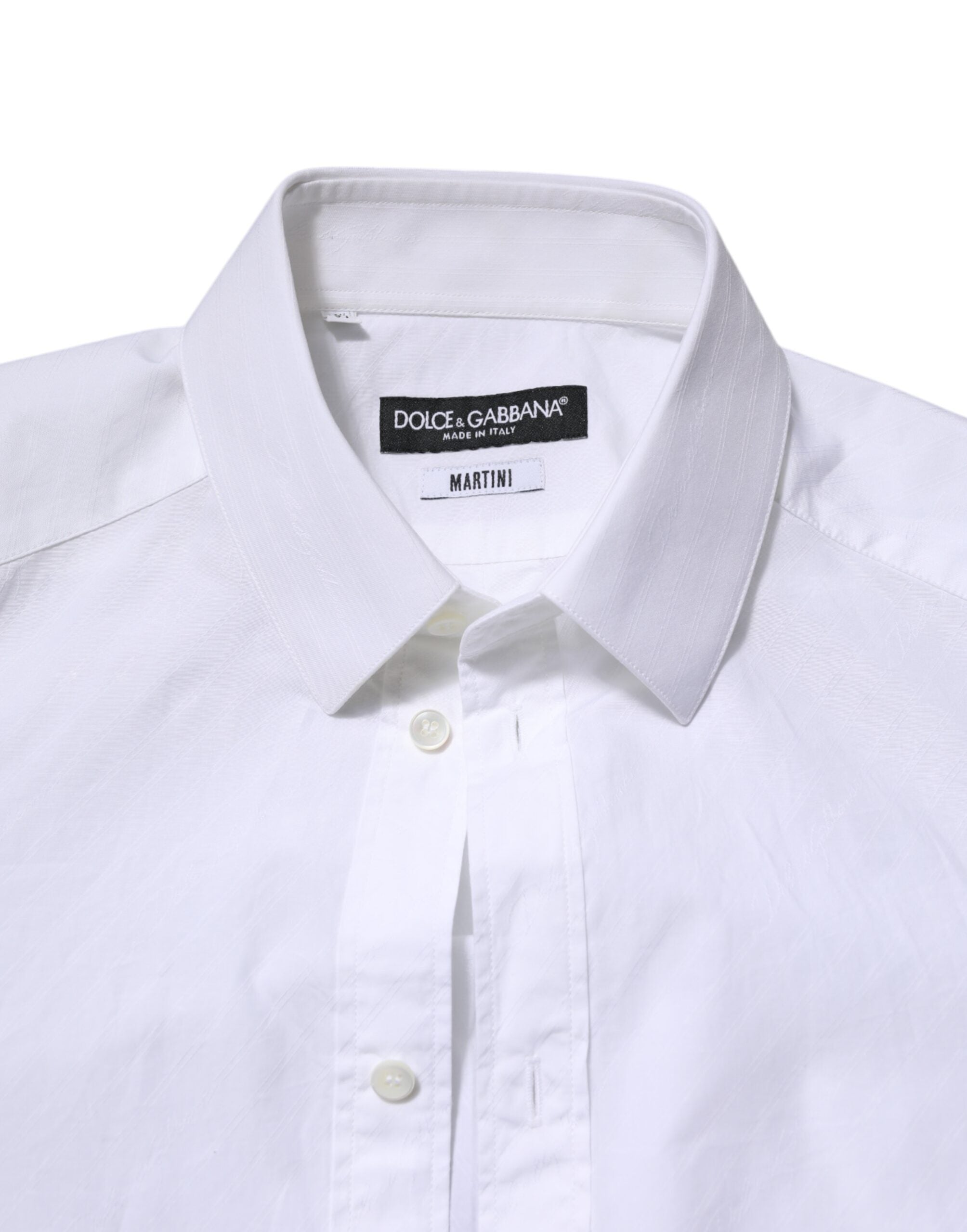 Dolce & Gabbana White Cotton MARTINI Long Sleeve Dress Shirt Dolce & Gabbana