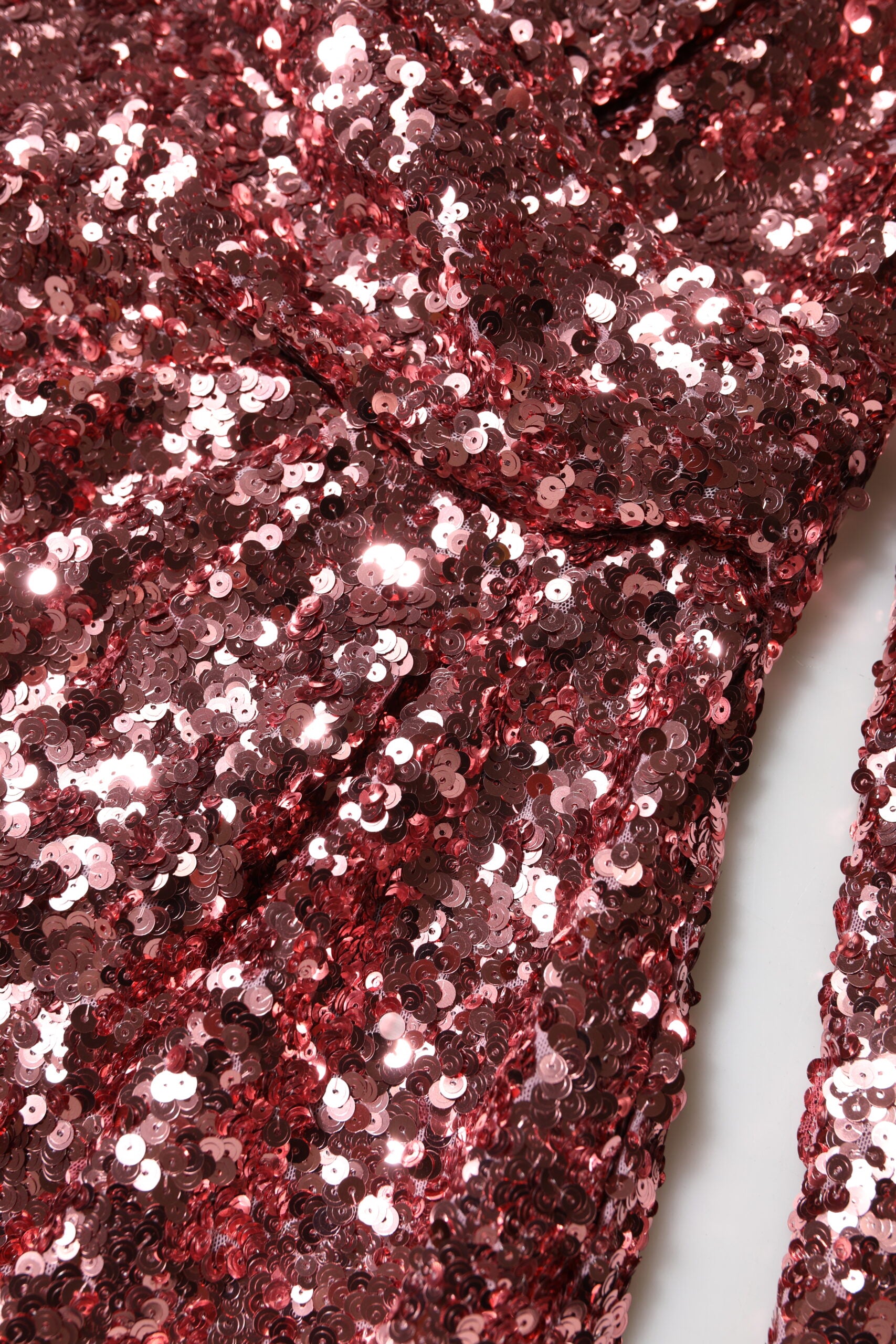 Dolce & Gabbana Pink Sequin Statement Nylon Midi V-Neck Dress Dolce & Gabbana