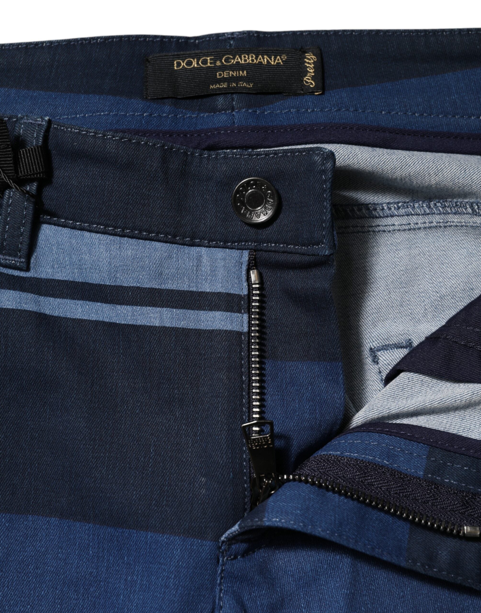 Dolce & Gabbana Blue Striped Cotton Stretch Denim Jeans Dolce & Gabbana