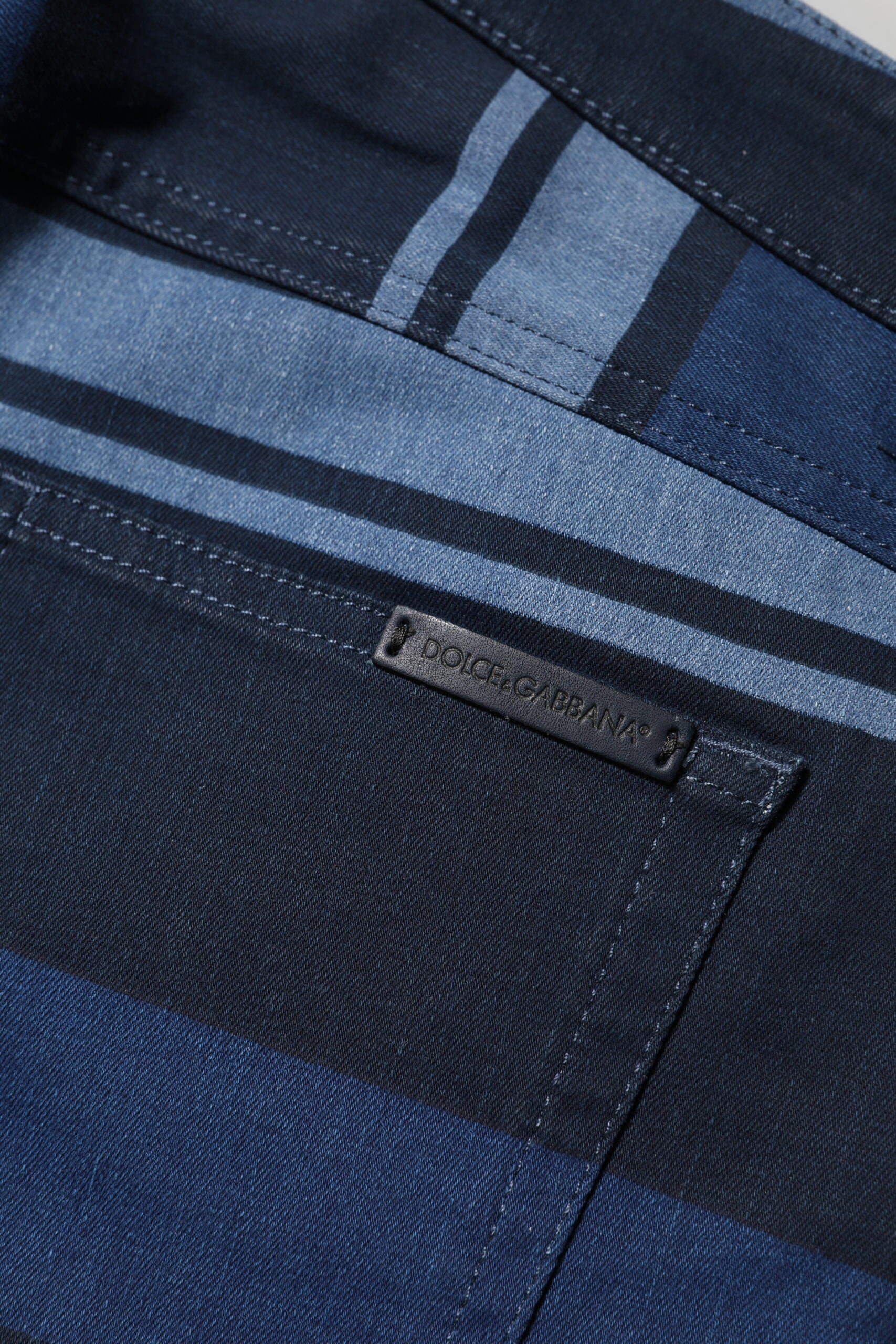 Dolce & Gabbana Blue Striped Cotton Stretch Denim Jeans Dolce & Gabbana