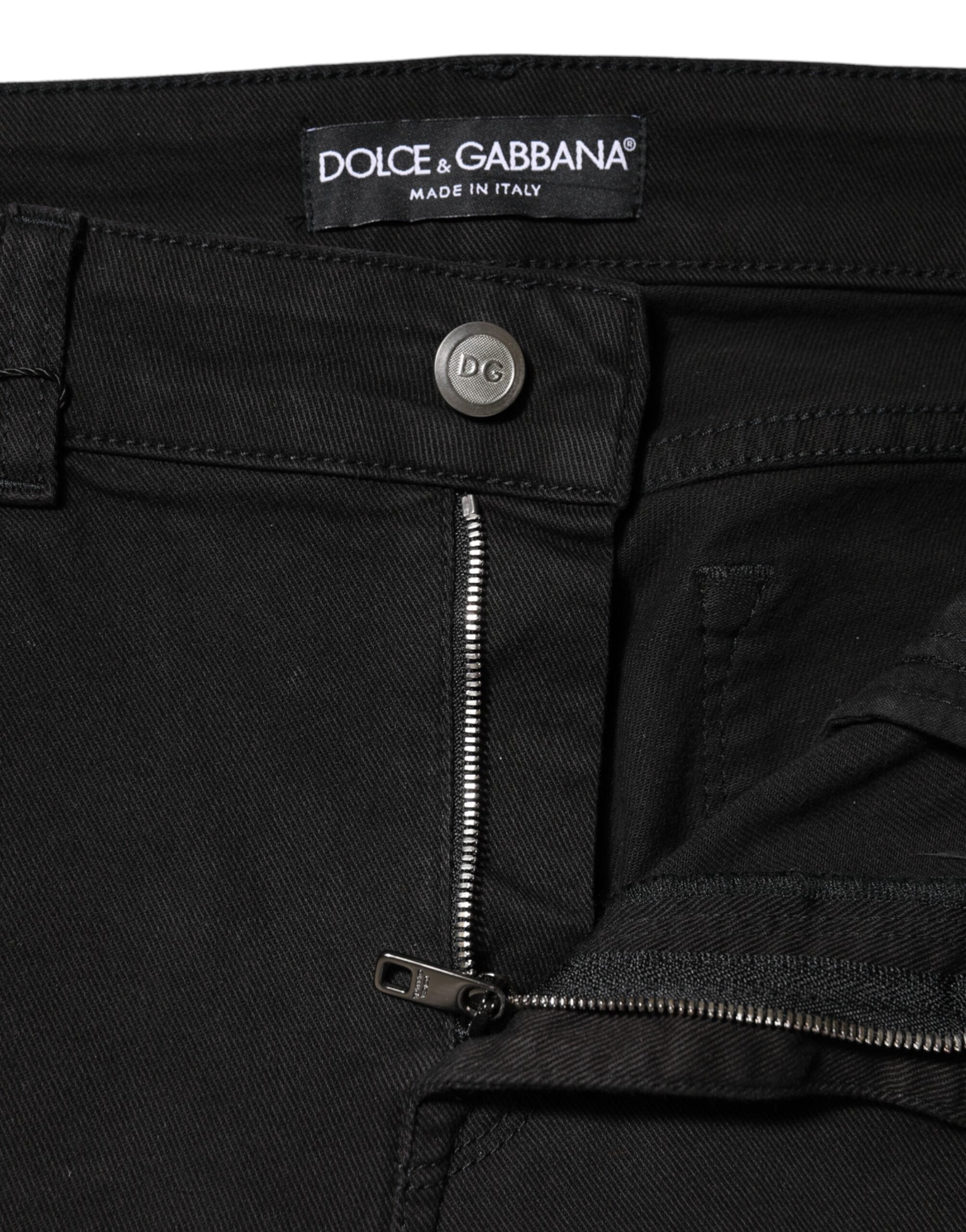 Dolce & Gabbana Black Cotton Mid Waist Denim Jeans Dolce & Gabbana