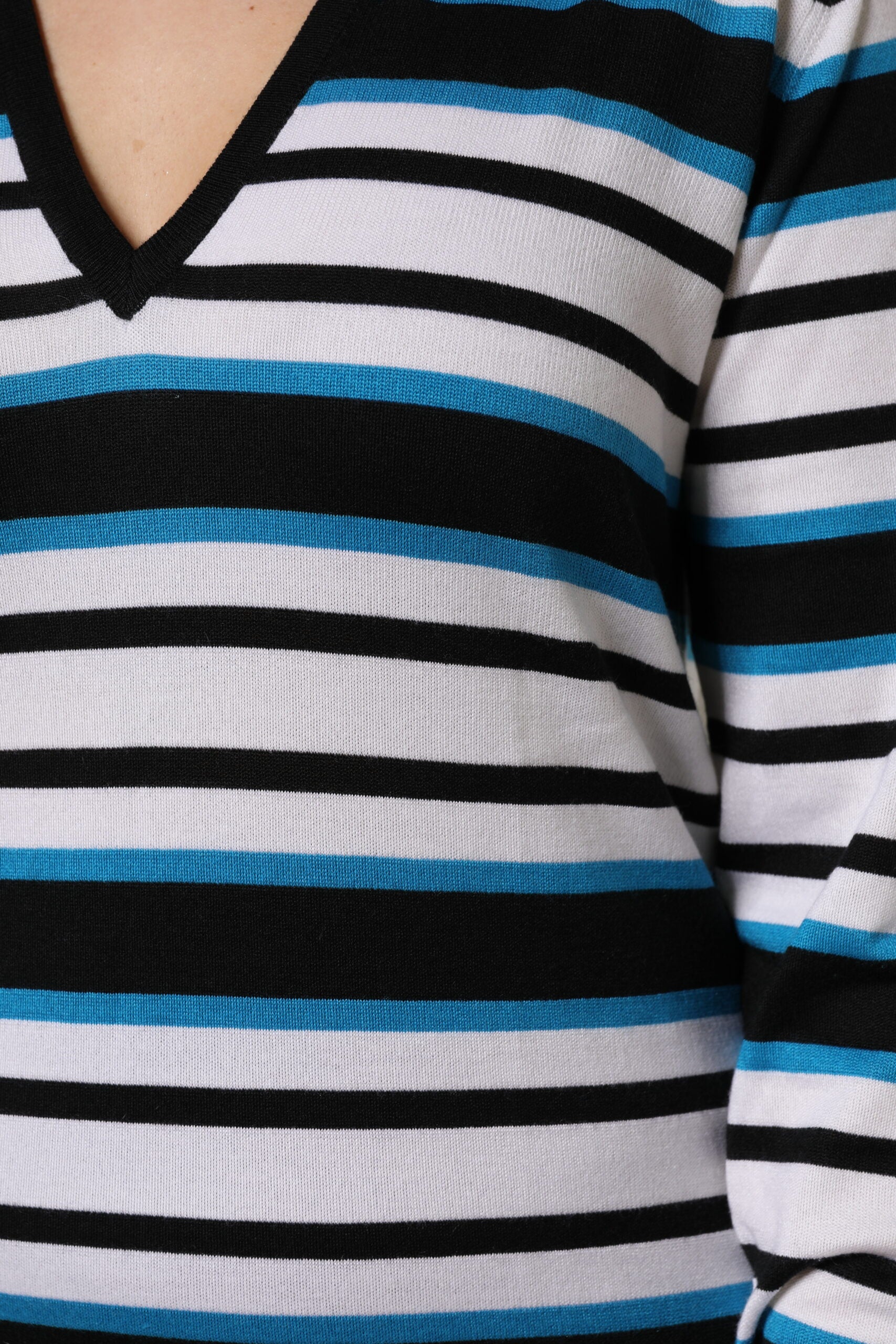 Dolce & Gabbana Multicolor Stripes Long Sleeves V-neck Top Dolce & Gabbana