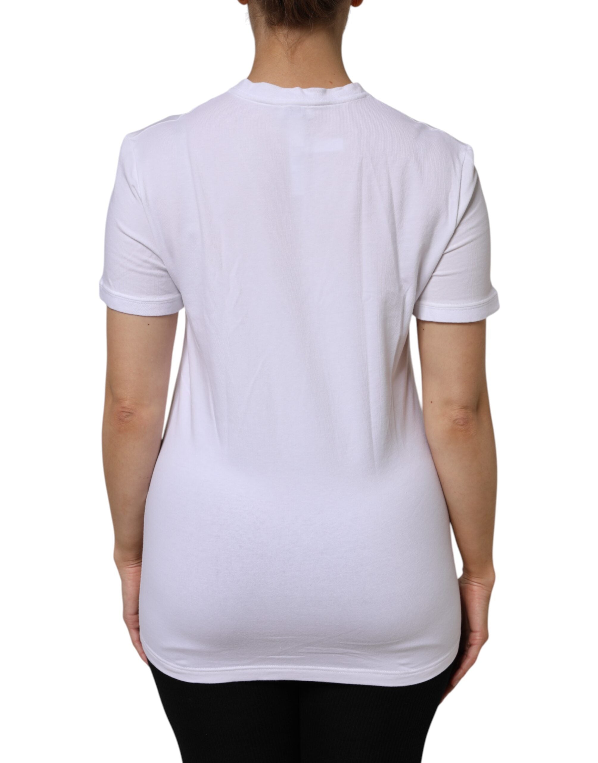 Dolce & Gabbana White Cotton Short Sleeves V-Neck Top T-shirt Dolce & Gabbana