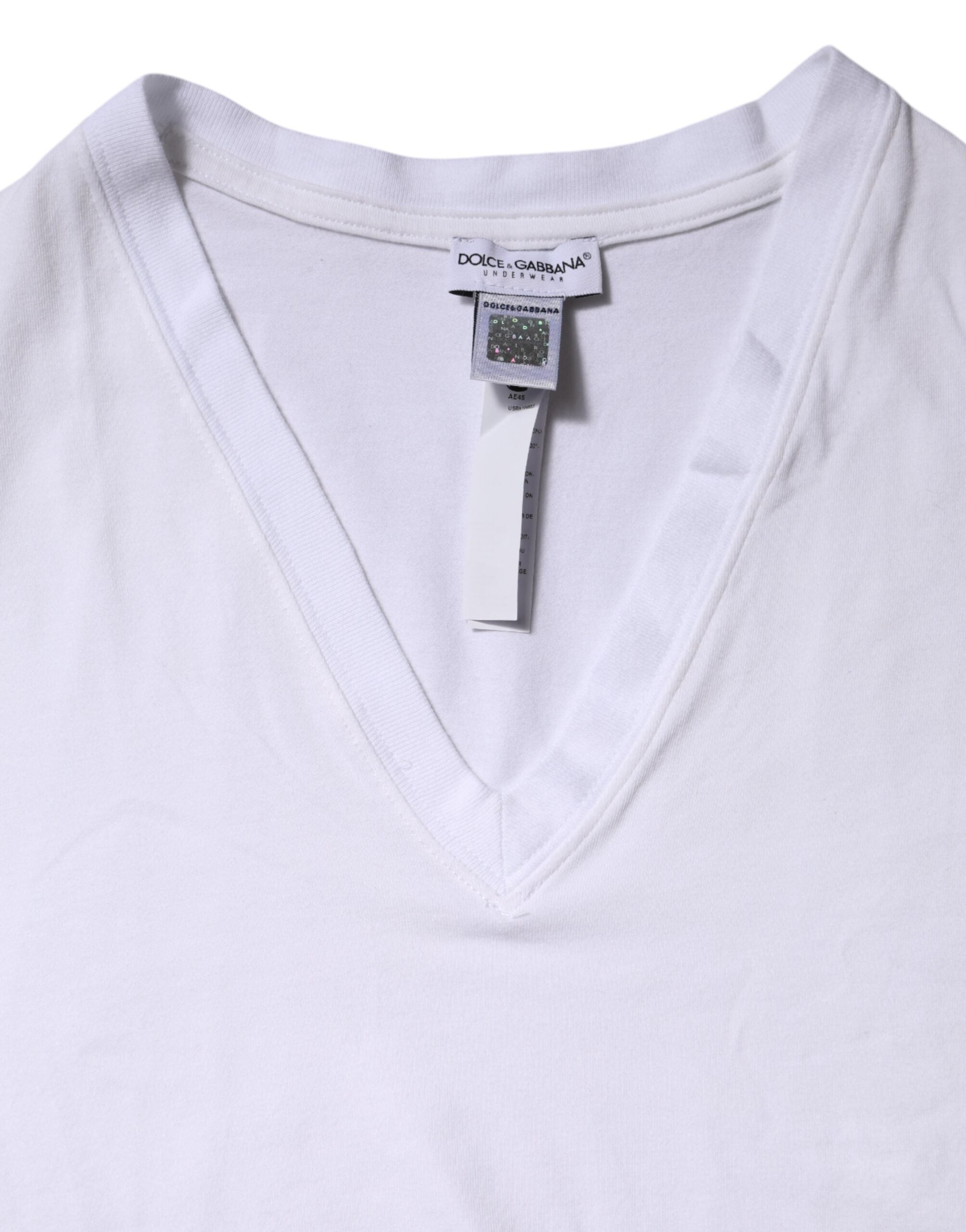 Dolce & Gabbana White Cotton Short Sleeves V-Neck Top T-shirt Dolce & Gabbana