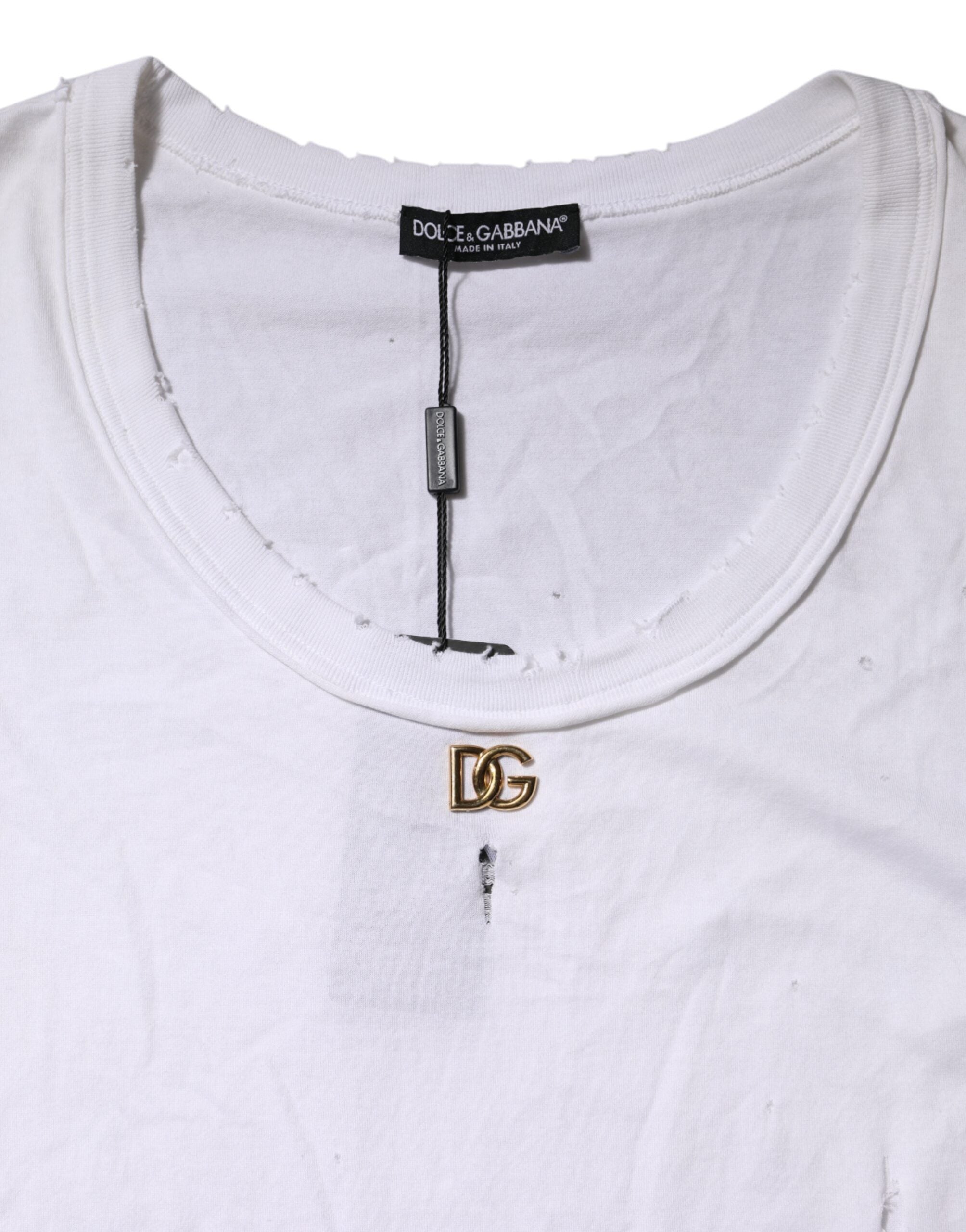 Dolce & Gabbana White Cotton Sleeveless Round Neck Tank Top Dolce & Gabbana