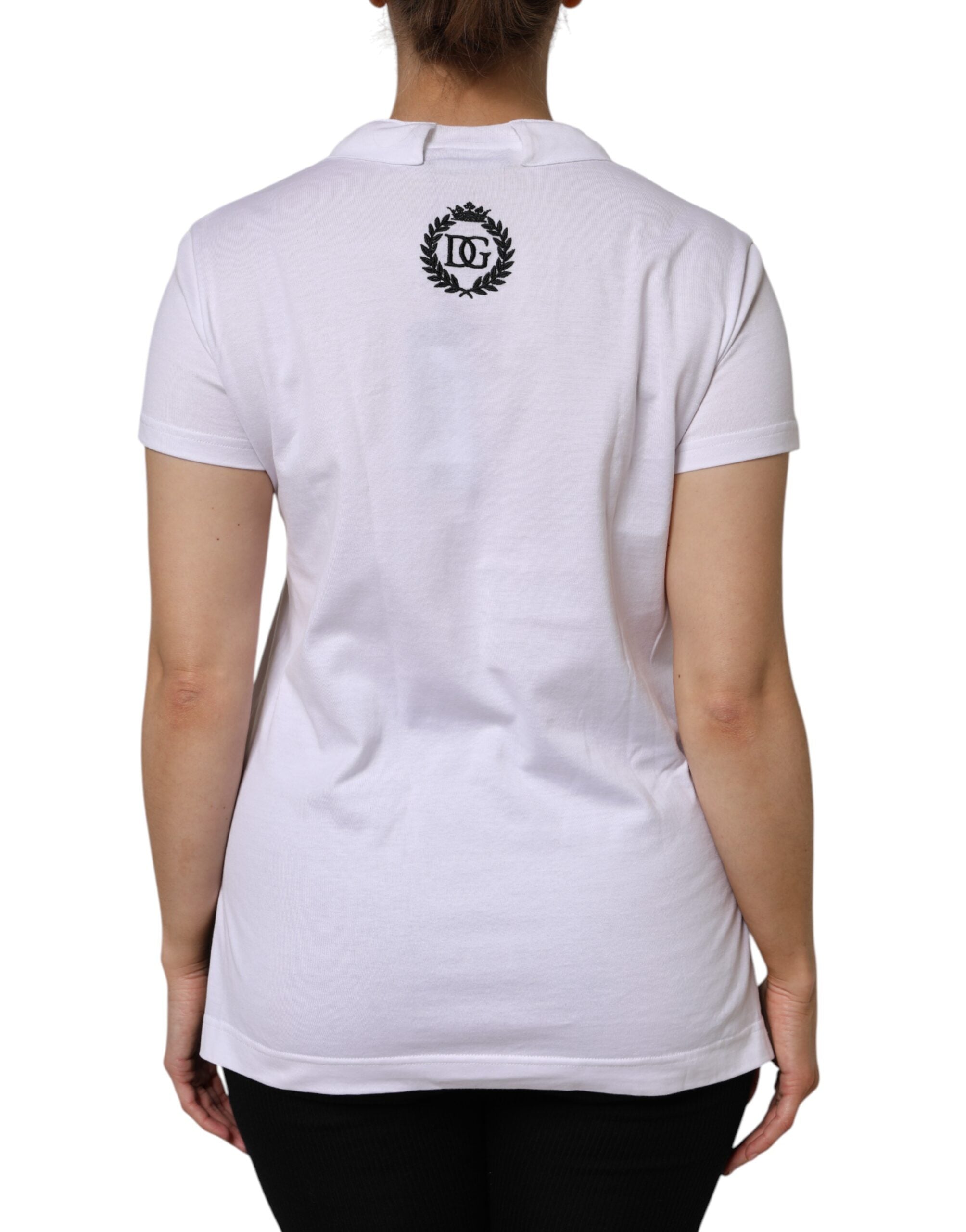 Dolce & Gabbana White Cotton Short Sleeve V-Neck Top T-shirt Dolce & Gabbana