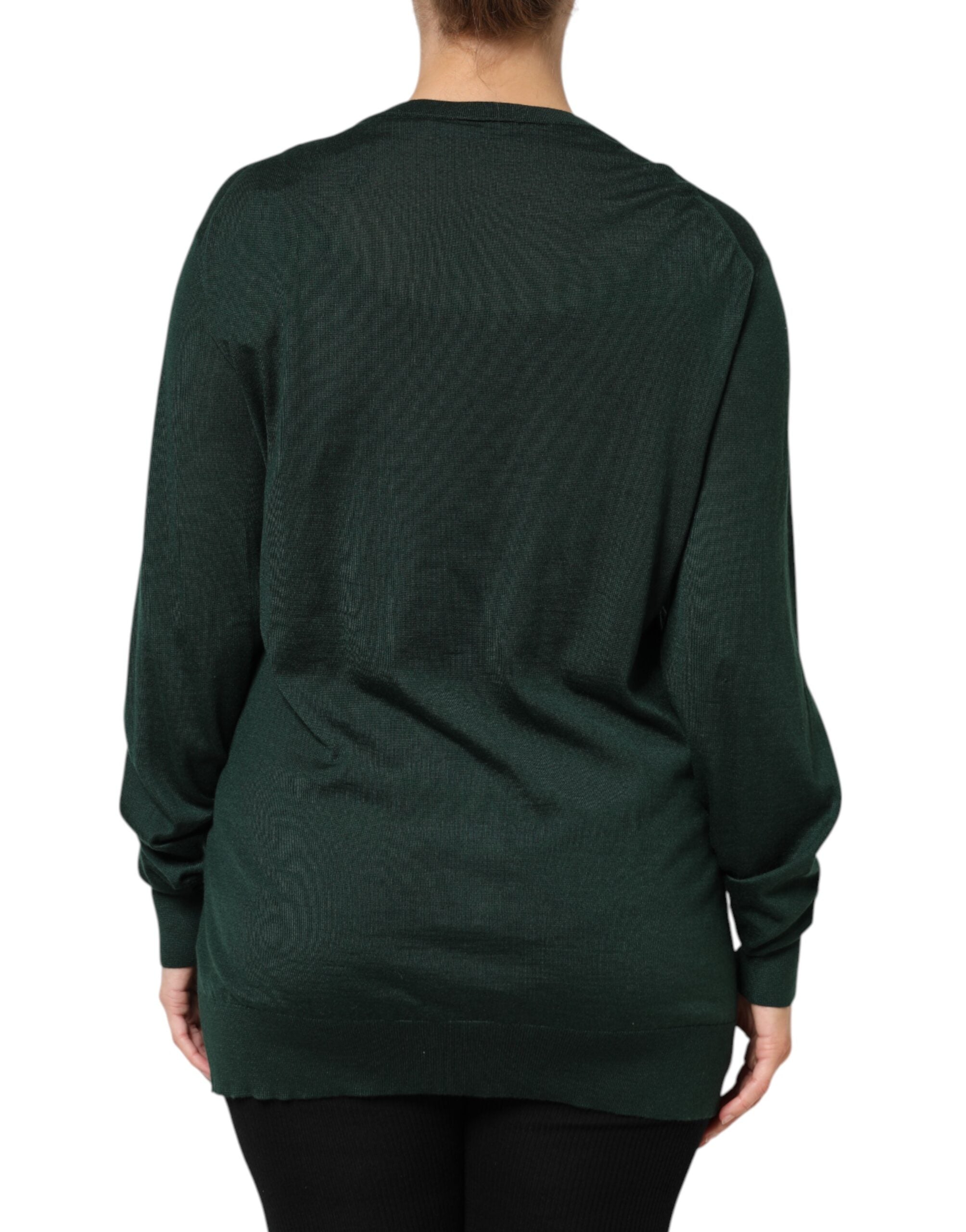 Dolce & Gabbana Dark Green Cashmere Silk Cardigan Sweater Dolce & Gabbana