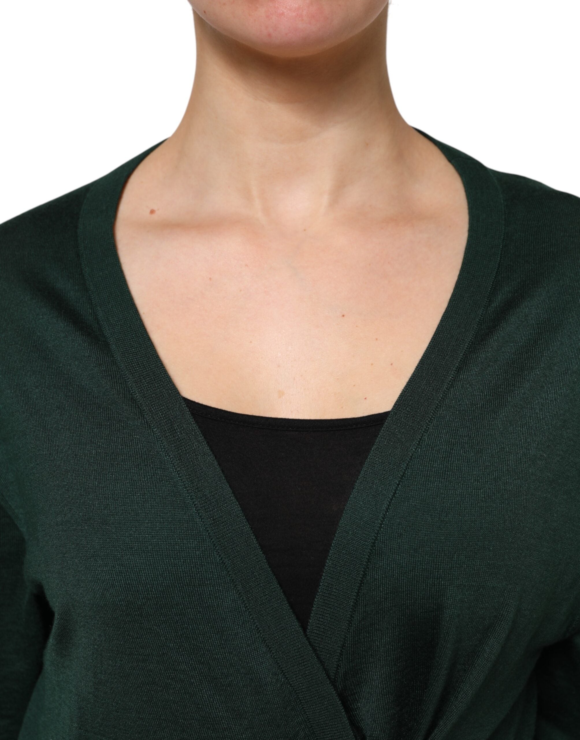 Dolce & Gabbana Dark Green Cashmere Silk Cardigan Sweater Dolce & Gabbana