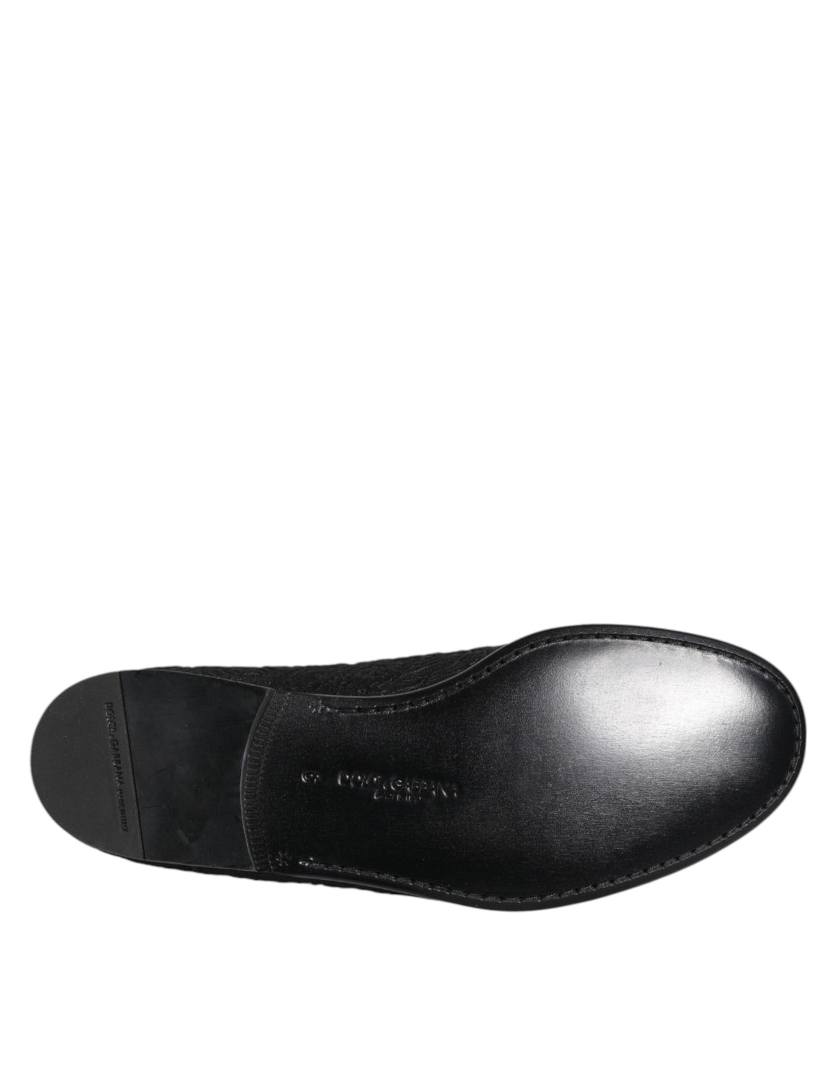 Dolce & Gabbana Black Jacquard Slip On Loafers Formal Shoes