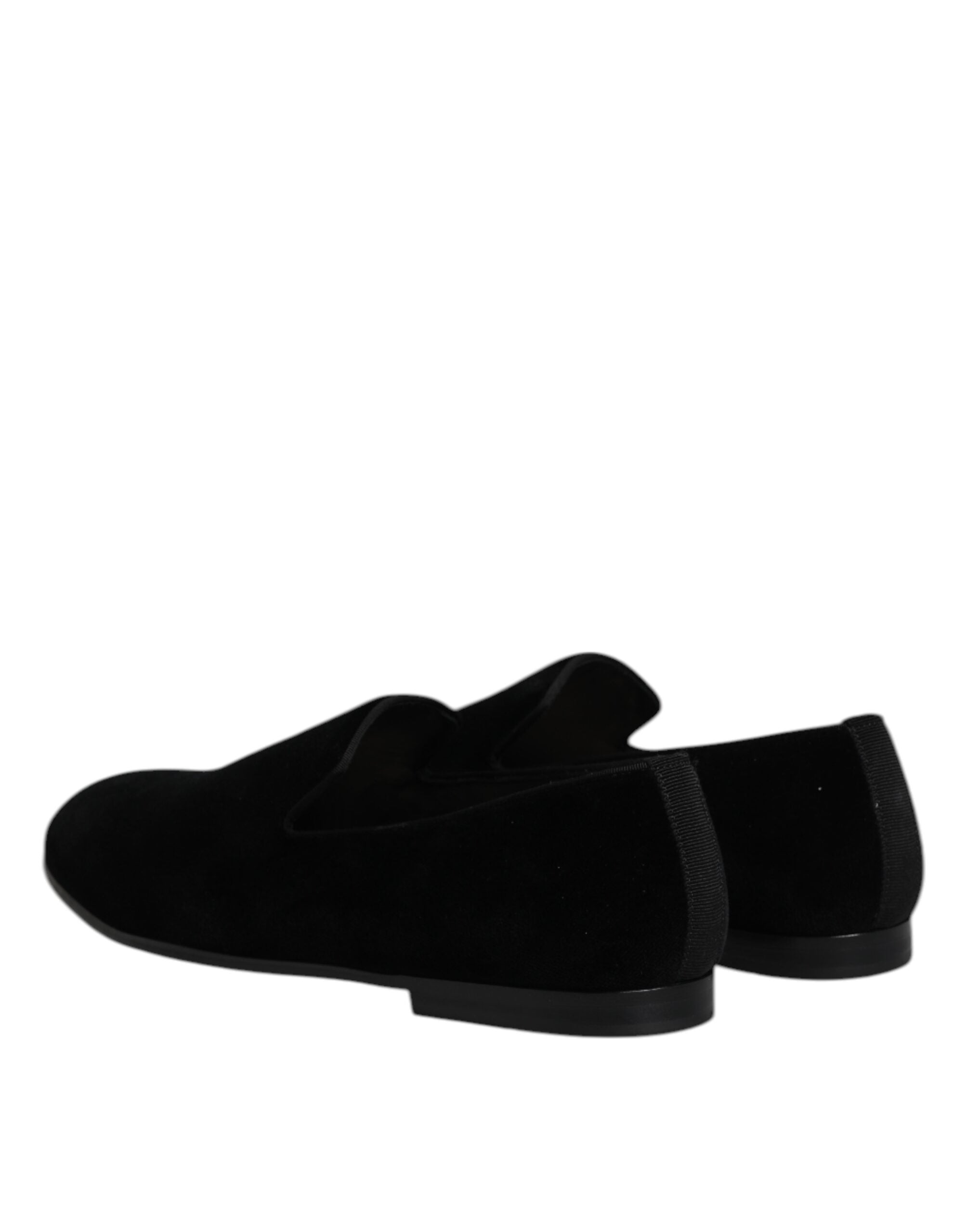 Dolce & Gabbana Black Velvet Slip On Loafers Formal Shoes Dolce & Gabbana