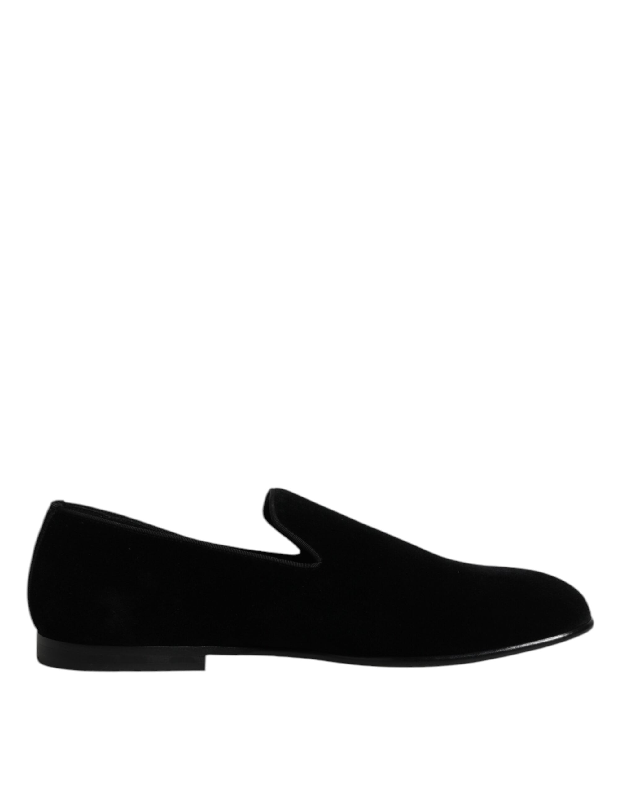 Dolce & Gabbana Black Velvet Slip On Loafers Formal Shoes Dolce & Gabbana