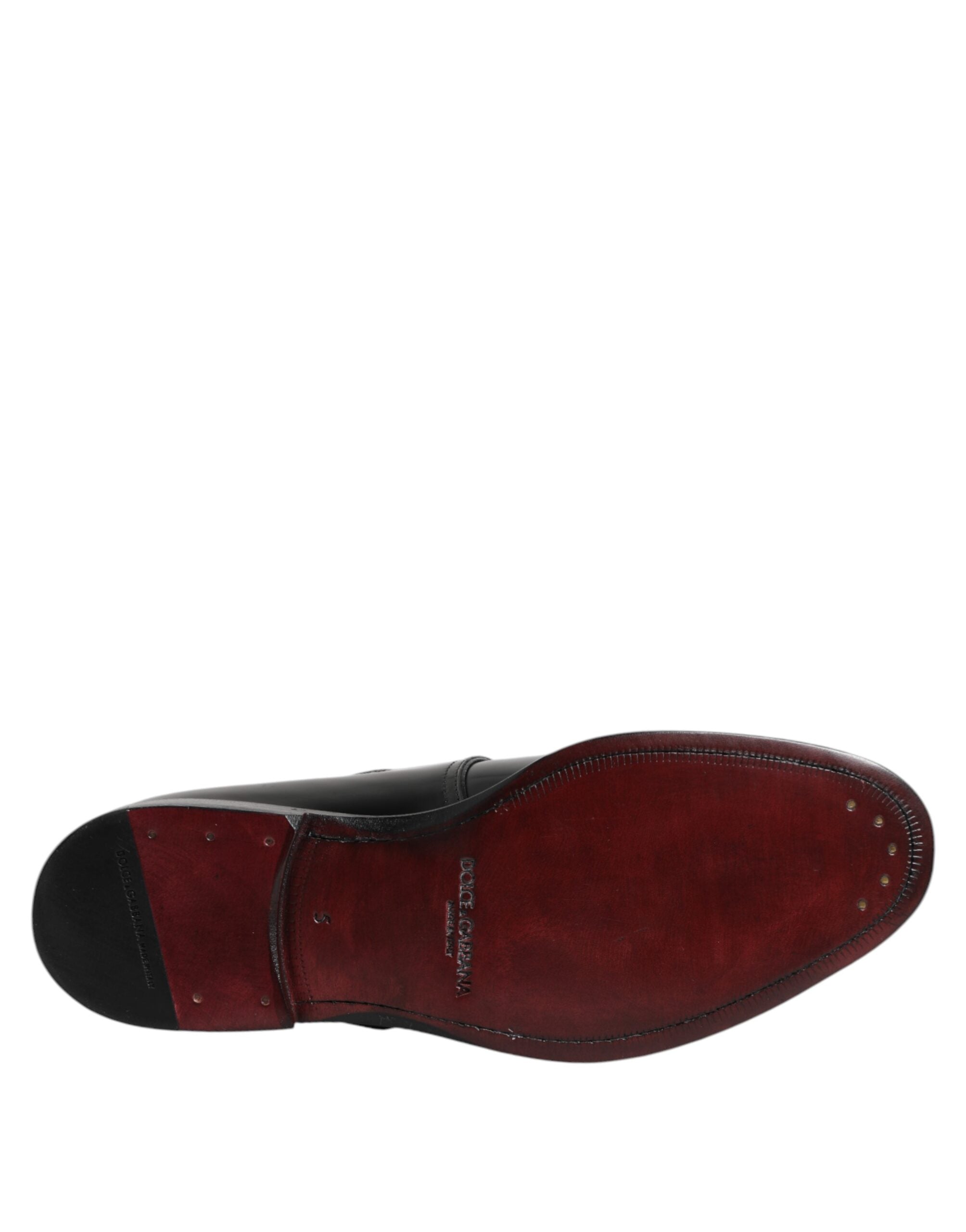 Dolce & Gabbana Black Leather Monk Strap Derby Formal Shoes Dolce & Gabbana