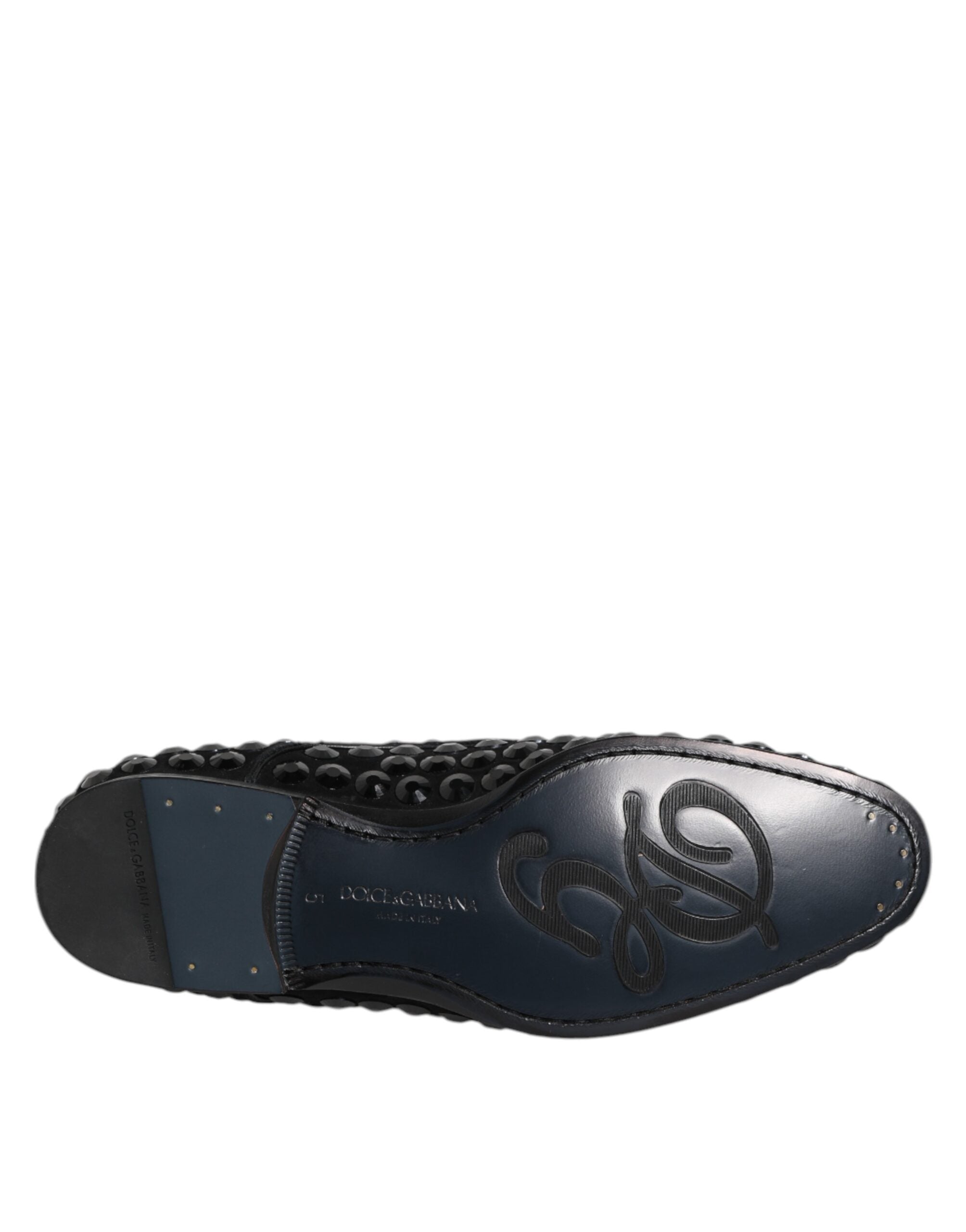 Dolce & Gabbana Black Suede Strass Derby Formal Shoes Dolce & Gabbana