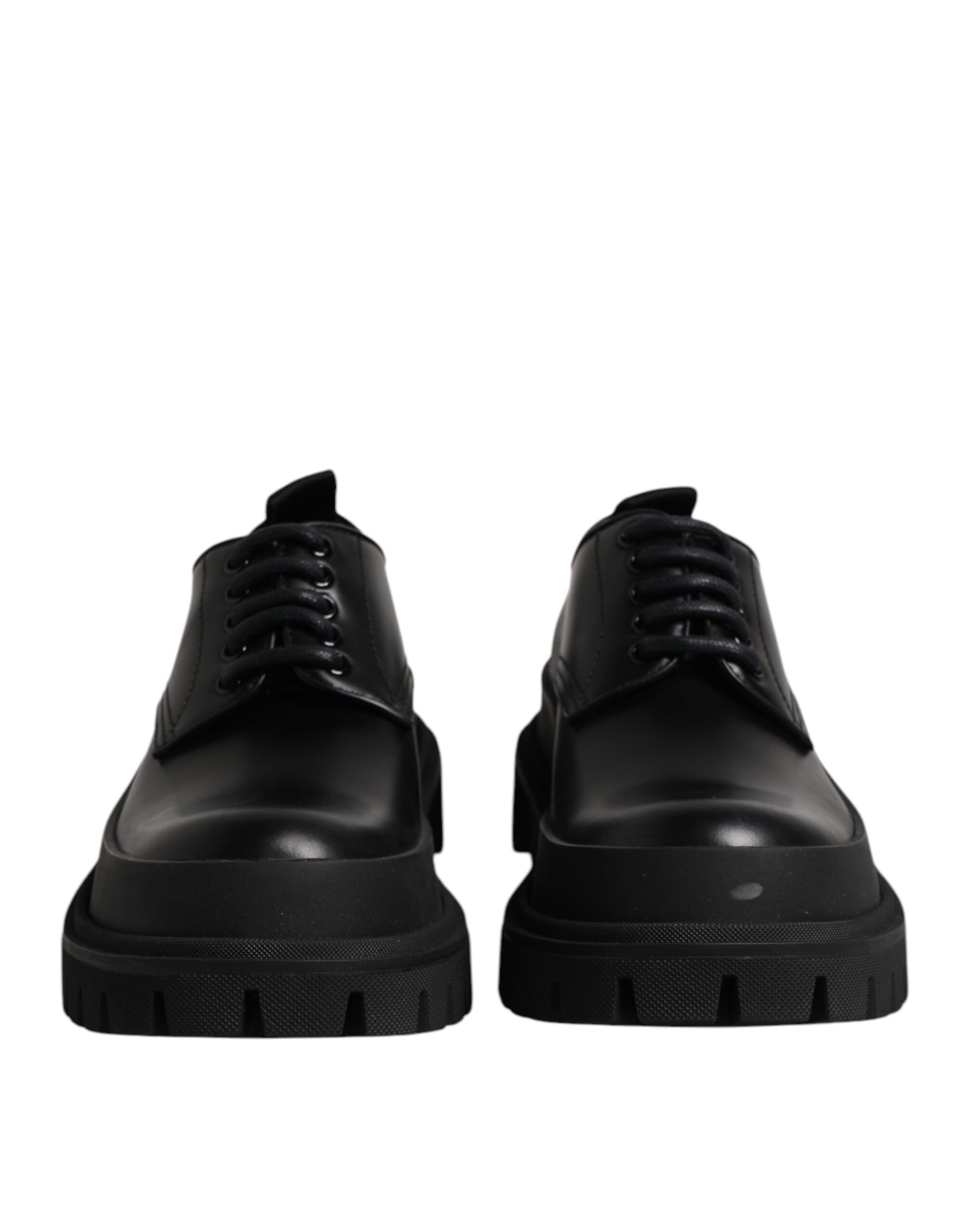 Dolce & Gabbana Black Leather Lace Up Derby Men Dress Shoes Dolce & Gabbana