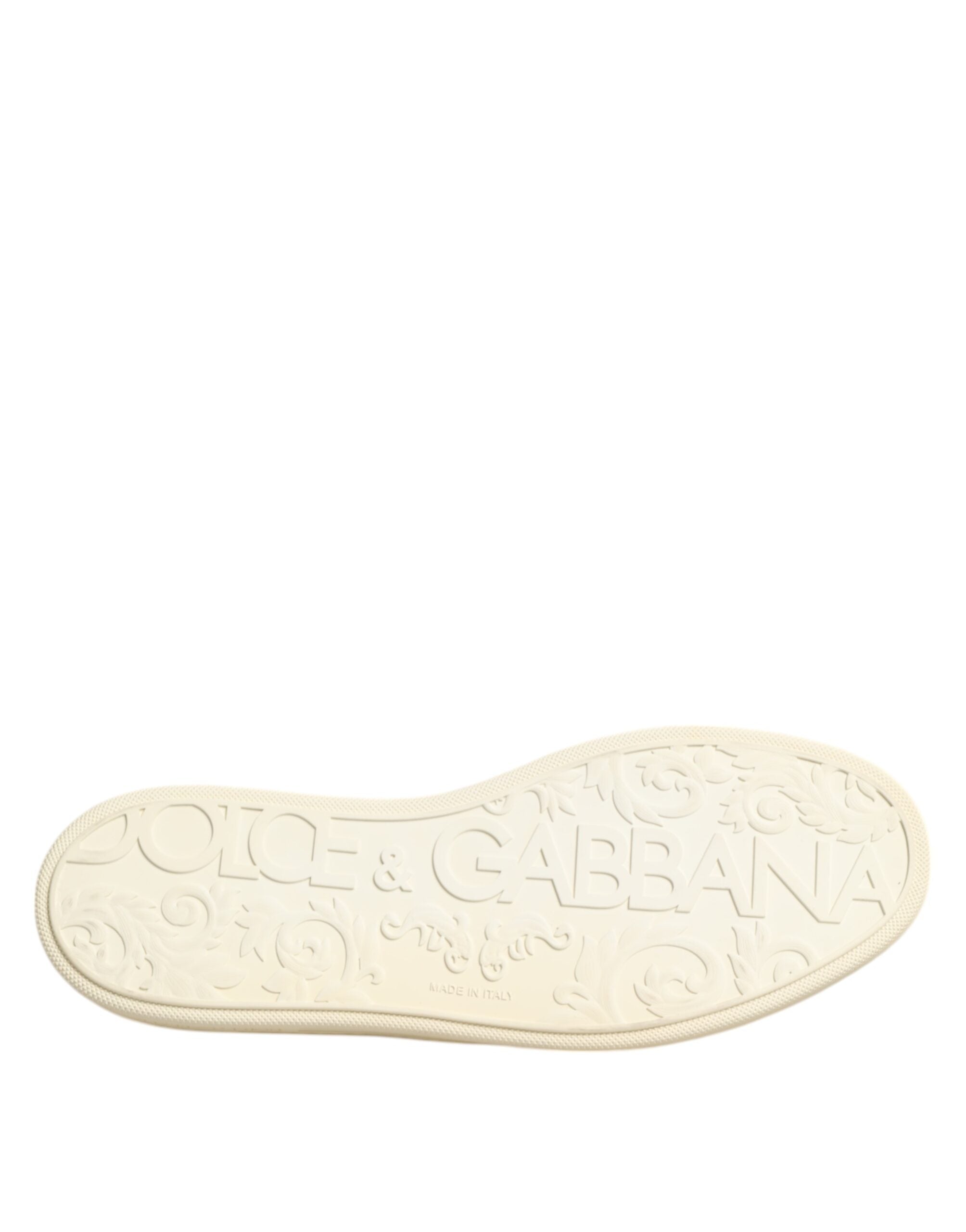 Dolce & Gabbana Black Leather Bee Crown Low Top Sneakers Shoes Dolce & Gabbana