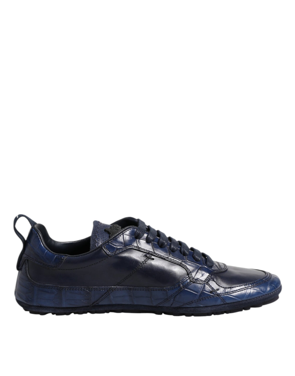 Dolce & Gabbana Dark Blue Leather Low Top Men Sneakers Shoes