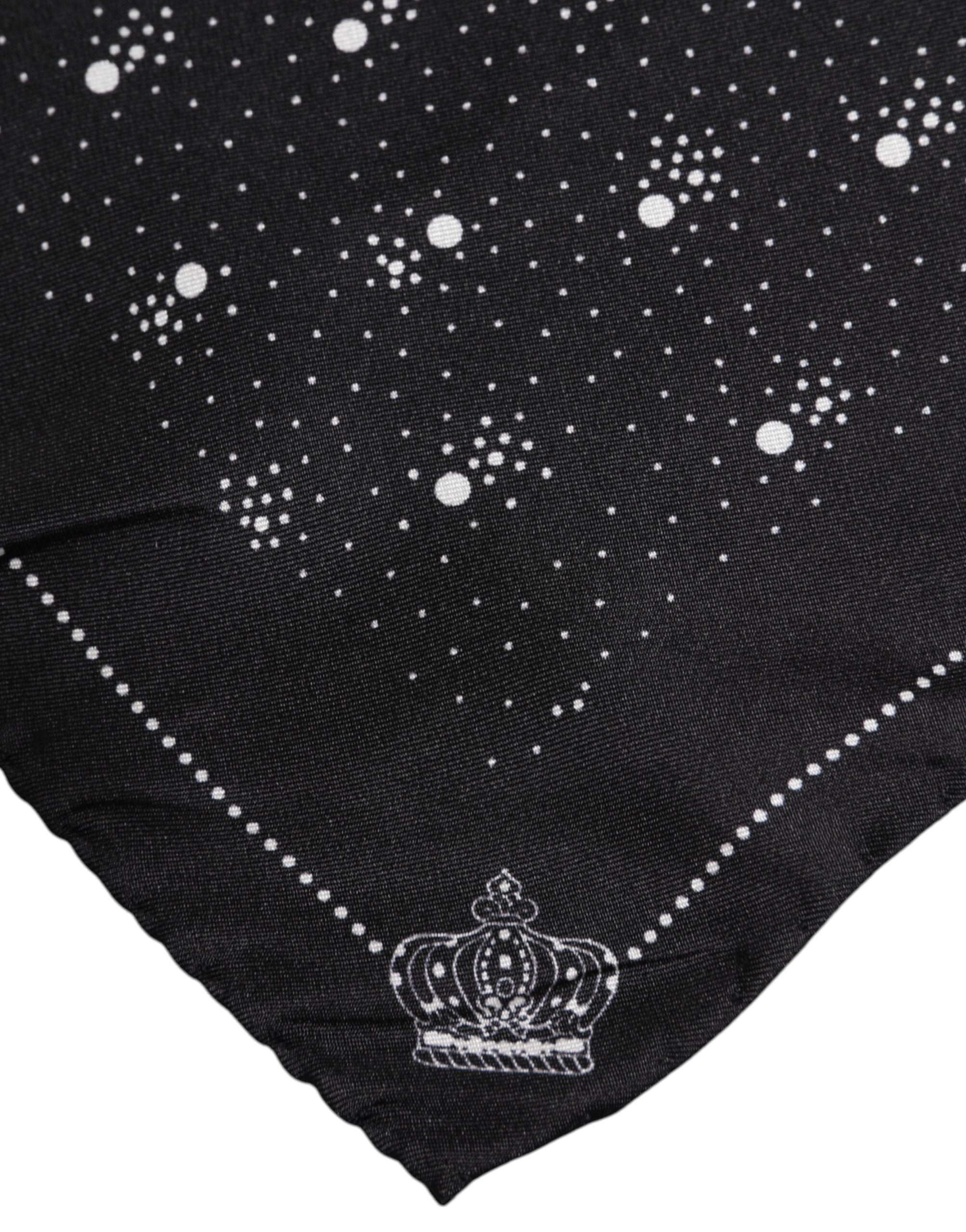 Dolce & Gabbana Black White Printed Square Men Foulard Scarf Dolce & Gabbana