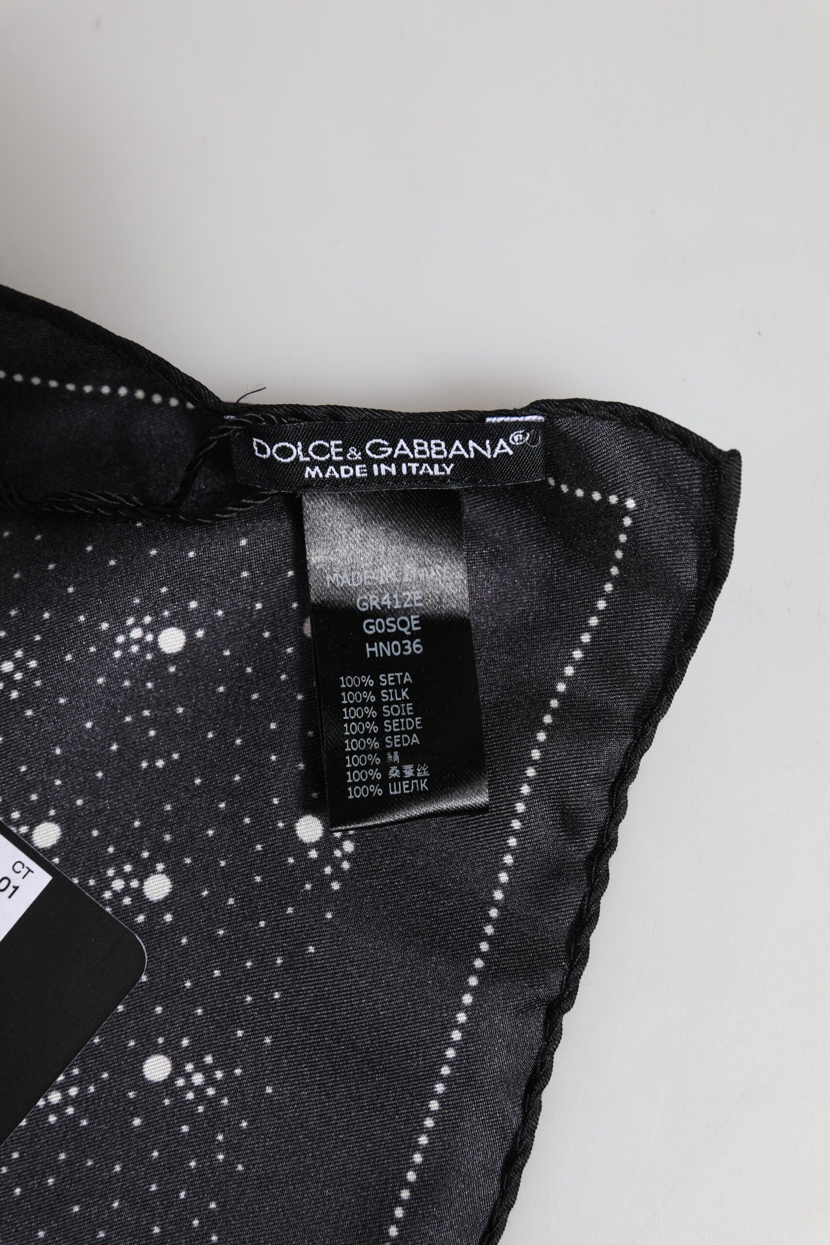 Dolce & Gabbana Black White Printed Square Men Foulard Scarf Dolce & Gabbana
