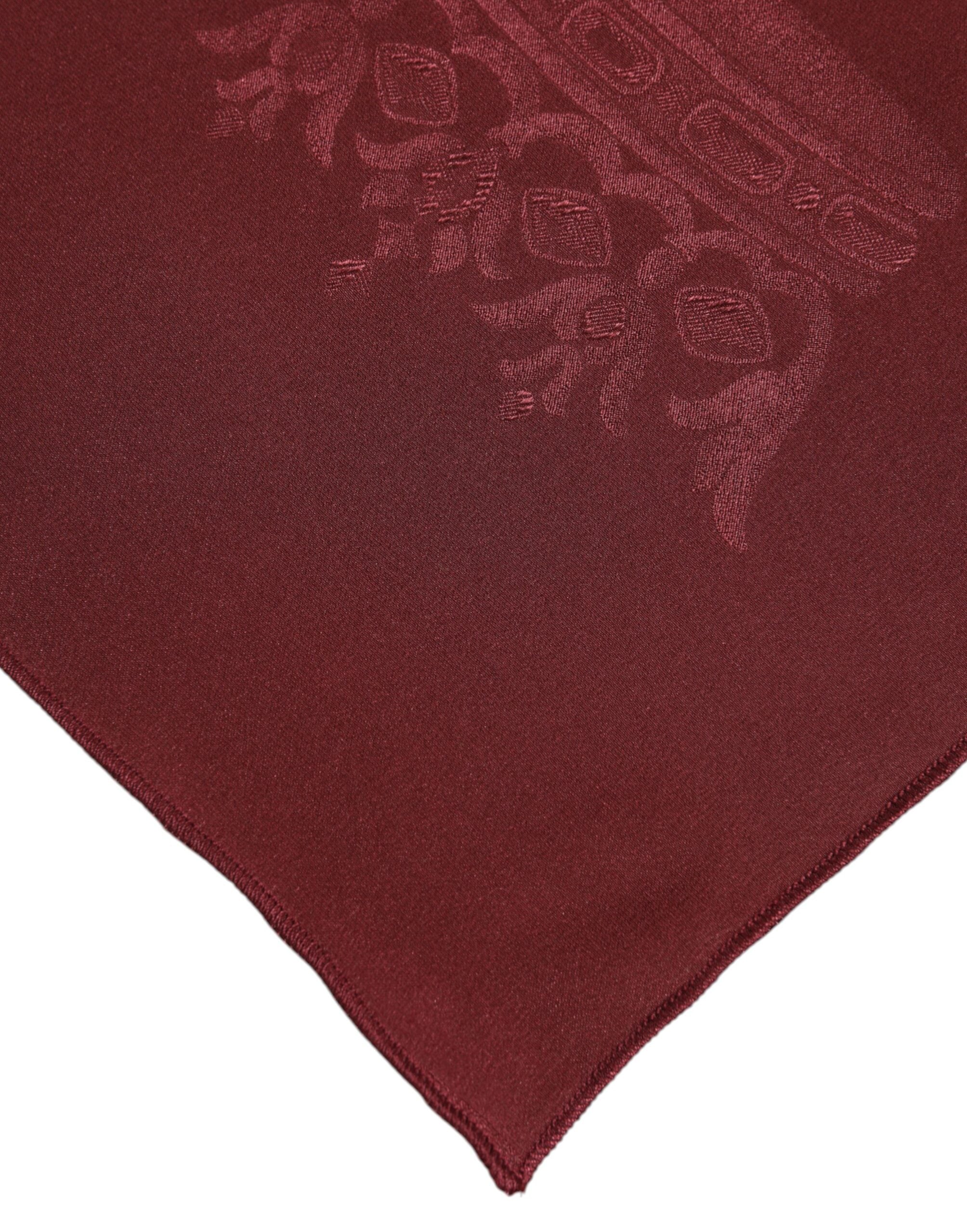 Dolce & Gabbana Maroon Silk Crown Square Men Foulard Scarf Dolce & Gabbana