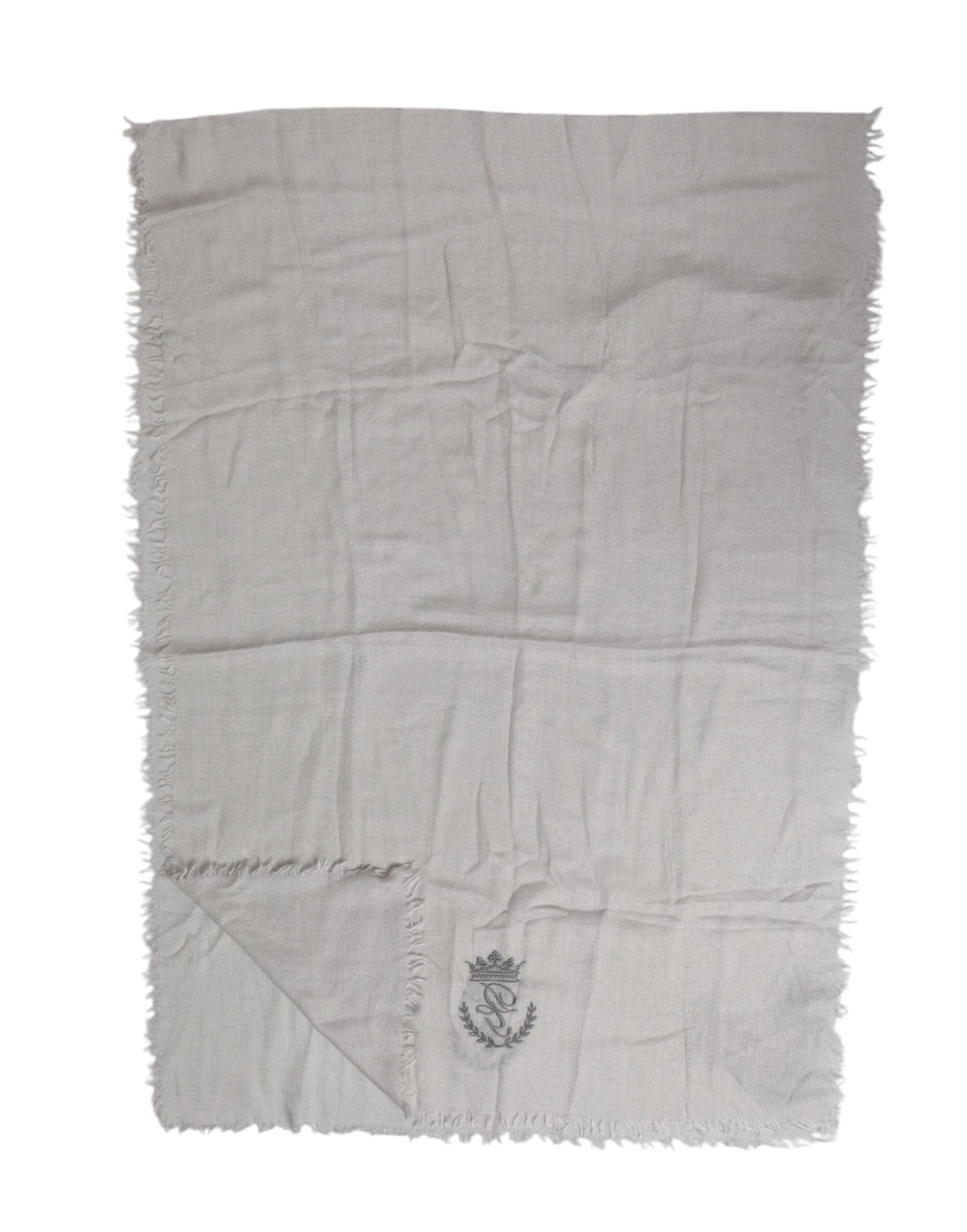 Dolce & Gabbana Gray DG Crown Neck Warmer Wrap Shawl Scarf Dolce & Gabbana