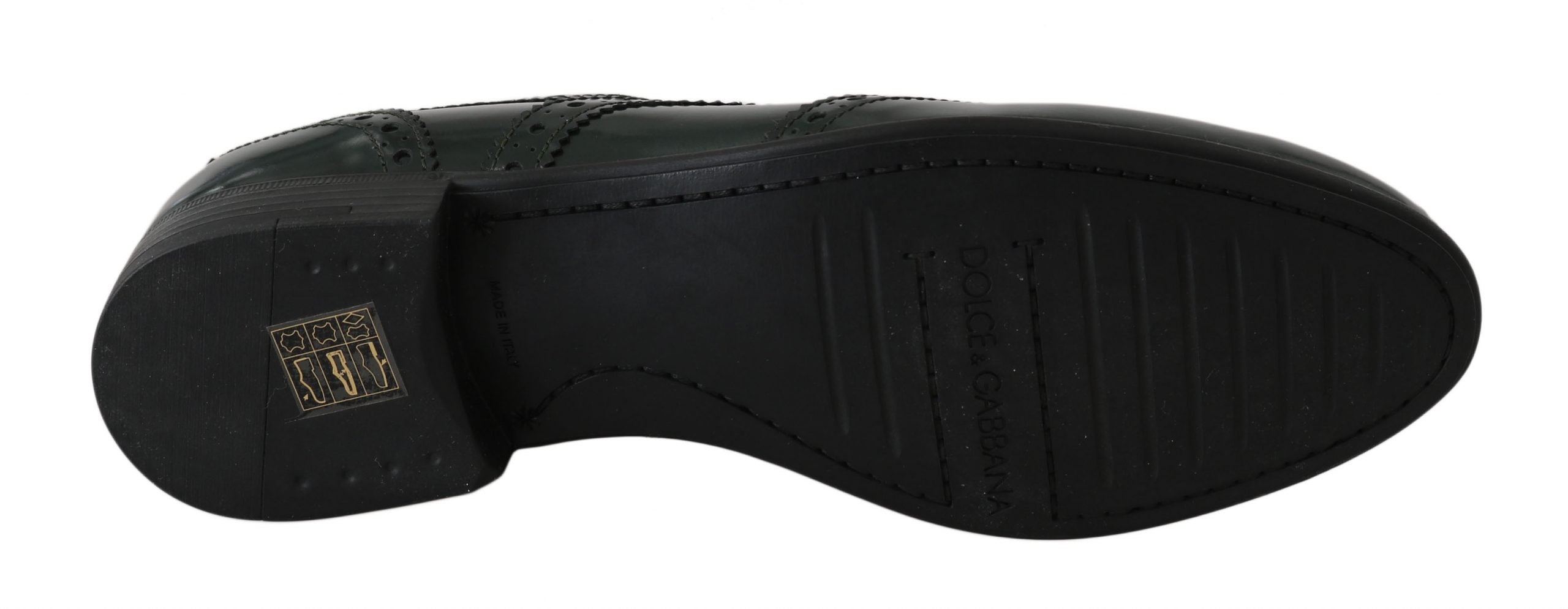 Dolce & Gabbana Green Leather Broque Oxford Wingtip Shoes Dolce & Gabbana