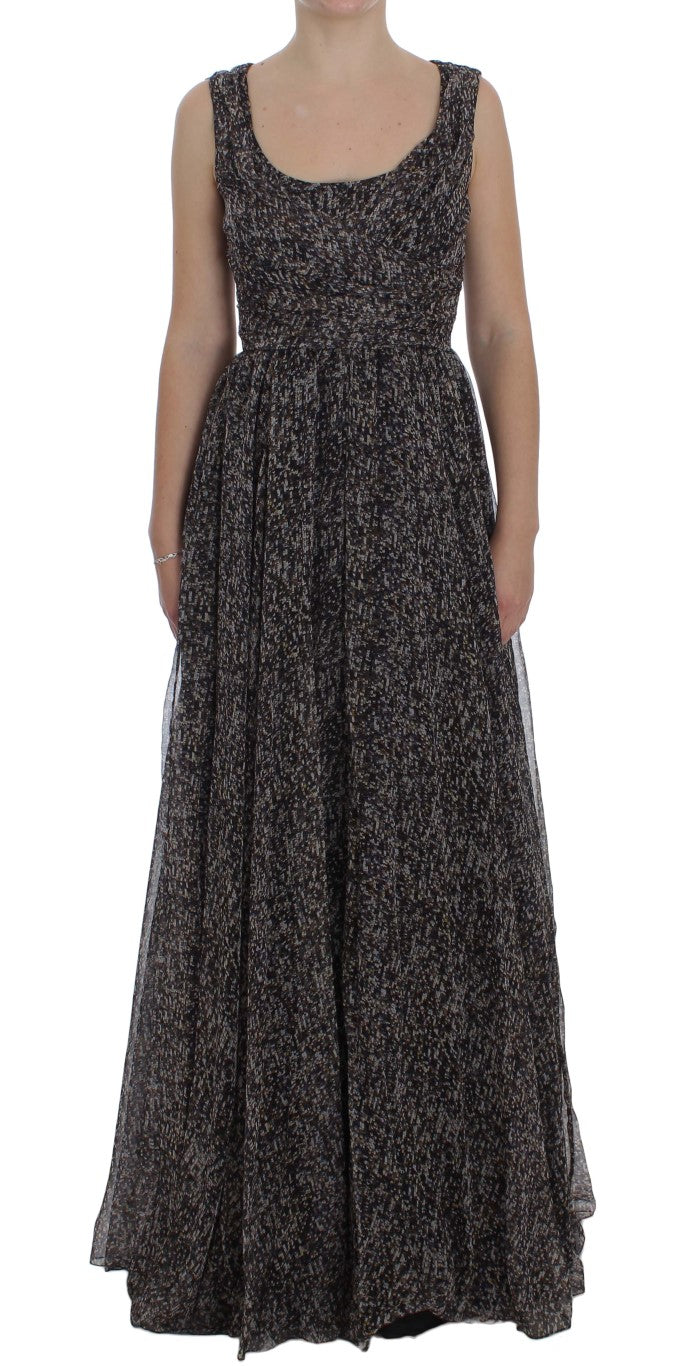Dolce & Gabbana Dark Silk Shift Gown Full Length Dress Dolce & Gabbana