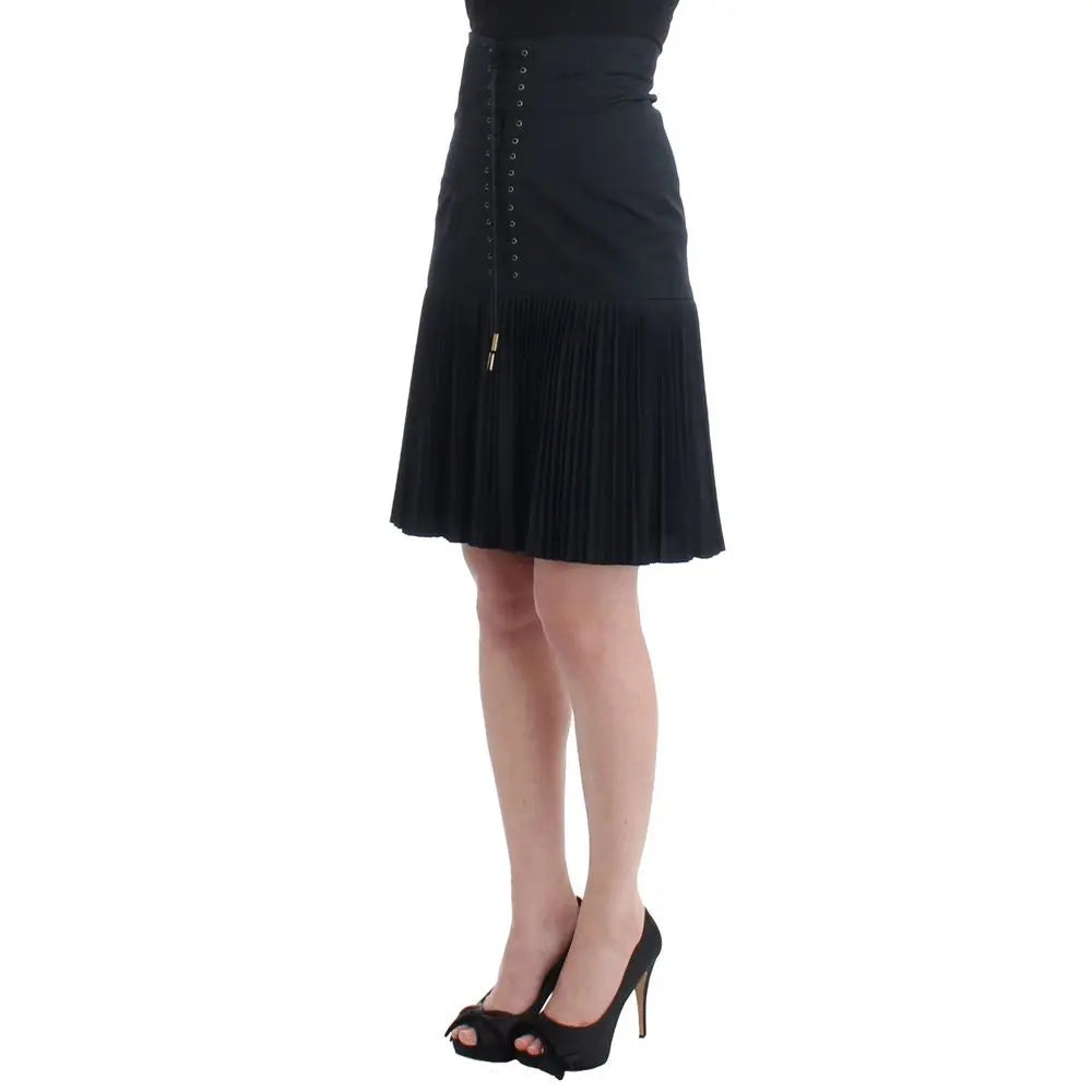 Roberto Cavalli Black Wool Mini Skirt Roberto Cavalli