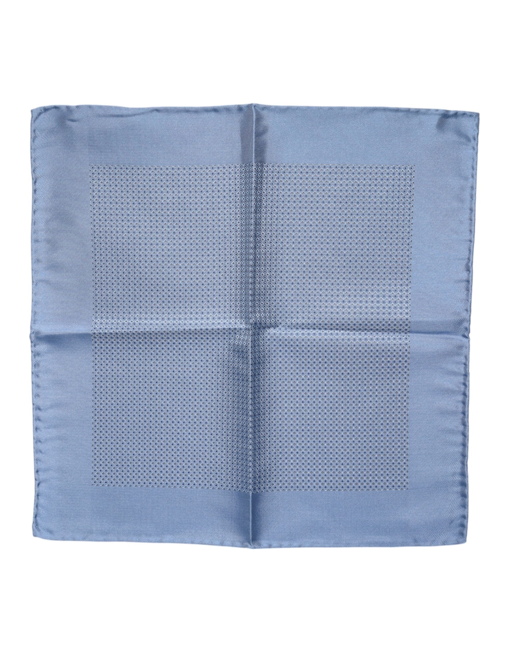 Dolce & Gabbana Light Blue Silk Square Men Foulard Scarf
