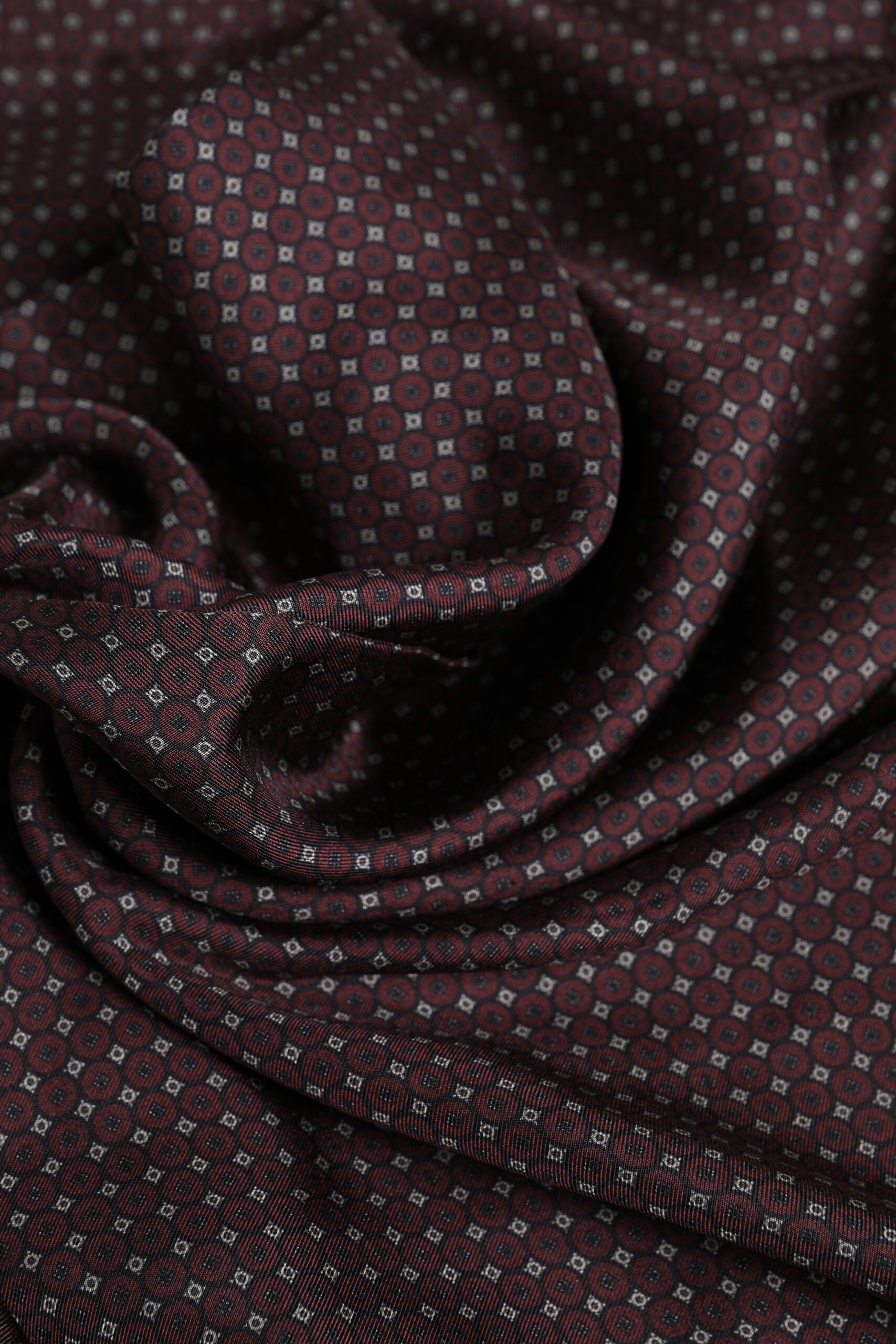 Dolce & Gabbana Maroon Dotted Silk Fringes Foulard Scarf Dolce & Gabbana
