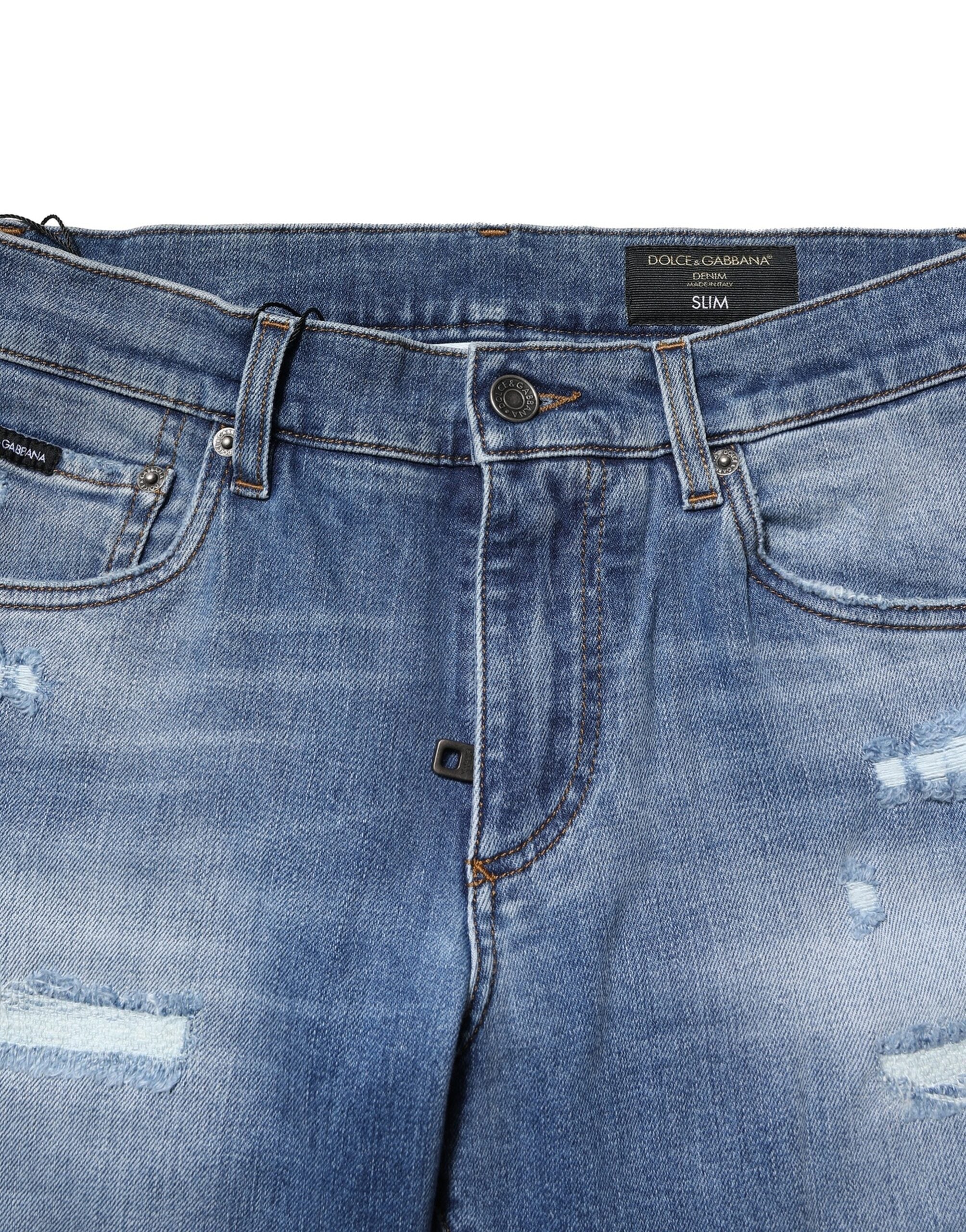 Dolce & Gabbana Blue Washed Cotton Skinny Men Denim Jeans Dolce & Gabbana