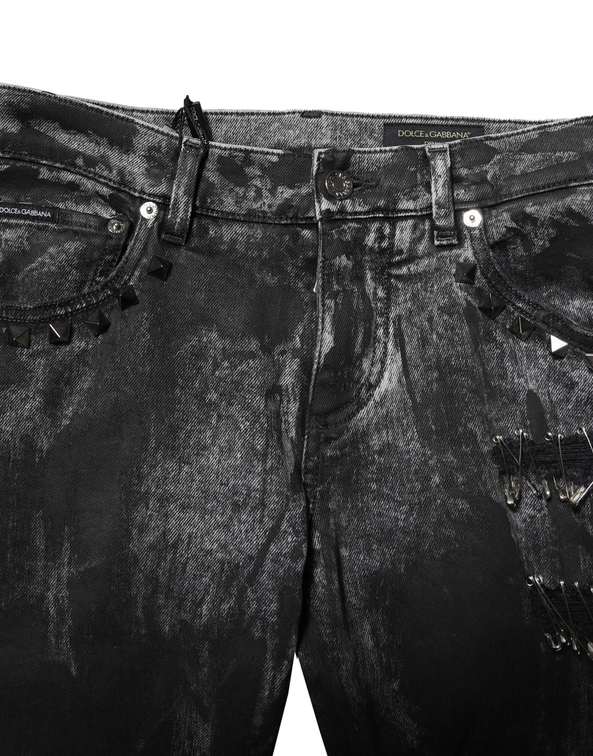 Dolce & Gabbana Black Washed Embellished Skinny Denim Jeans Dolce & Gabbana