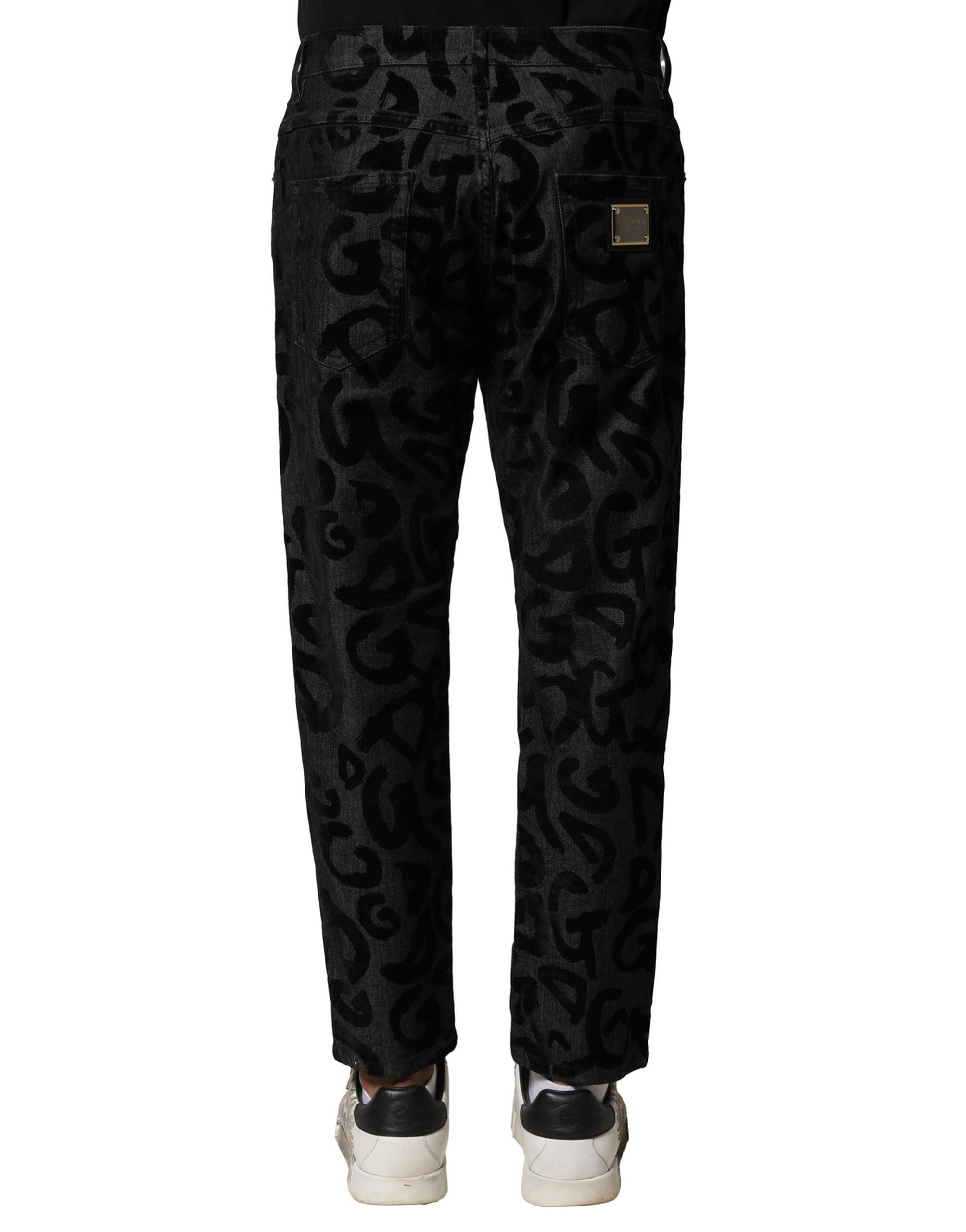 Dolce & Gabbana Gray Cotton DG Logo Straight Men Denim Jeans Dolce & Gabbana