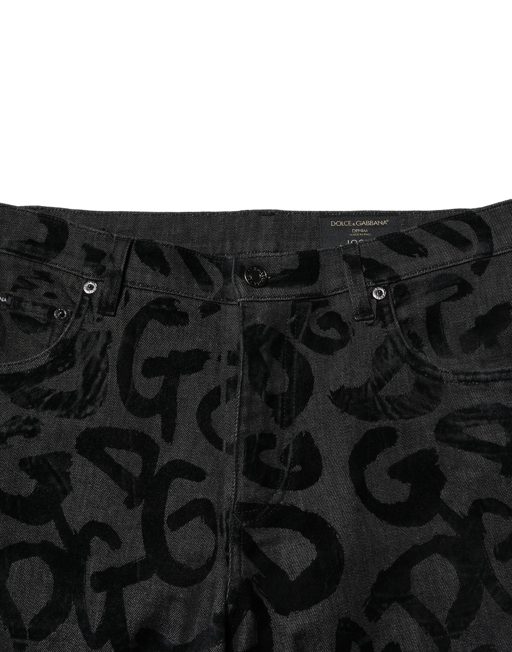 Dolce & Gabbana Gray Cotton DG Logo Straight Men Denim Jeans Dolce & Gabbana
