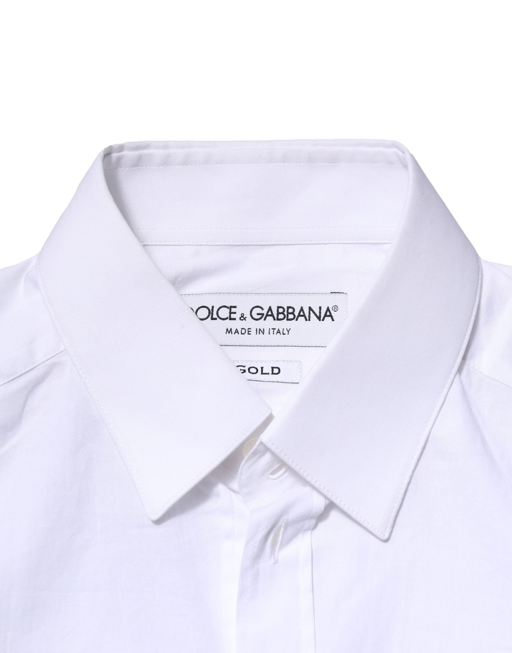 Dolce & Gabbana White Cotton GOLD Long Sleeves Dress Shirt Dolce & Gabbana
