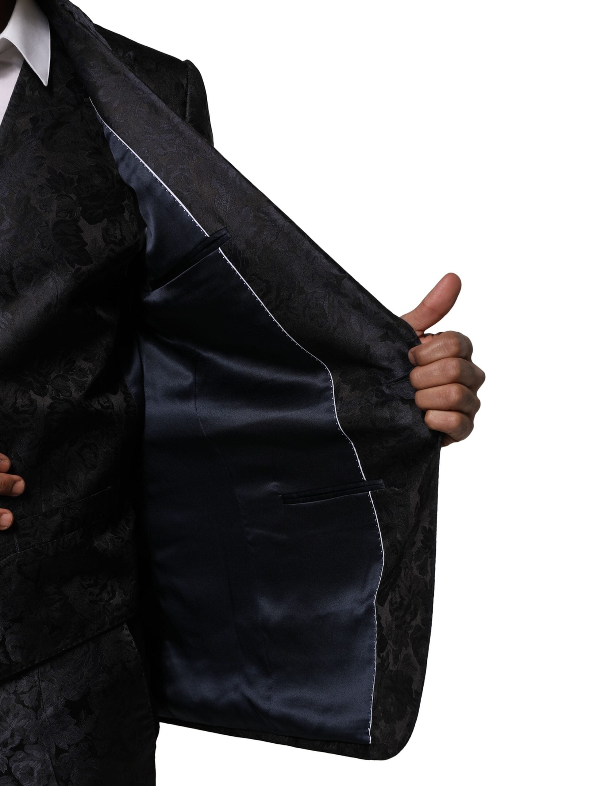 Dolce & Gabbana Black Jacquard 3 Piece Single Breasted Suit Dolce & Gabbana
