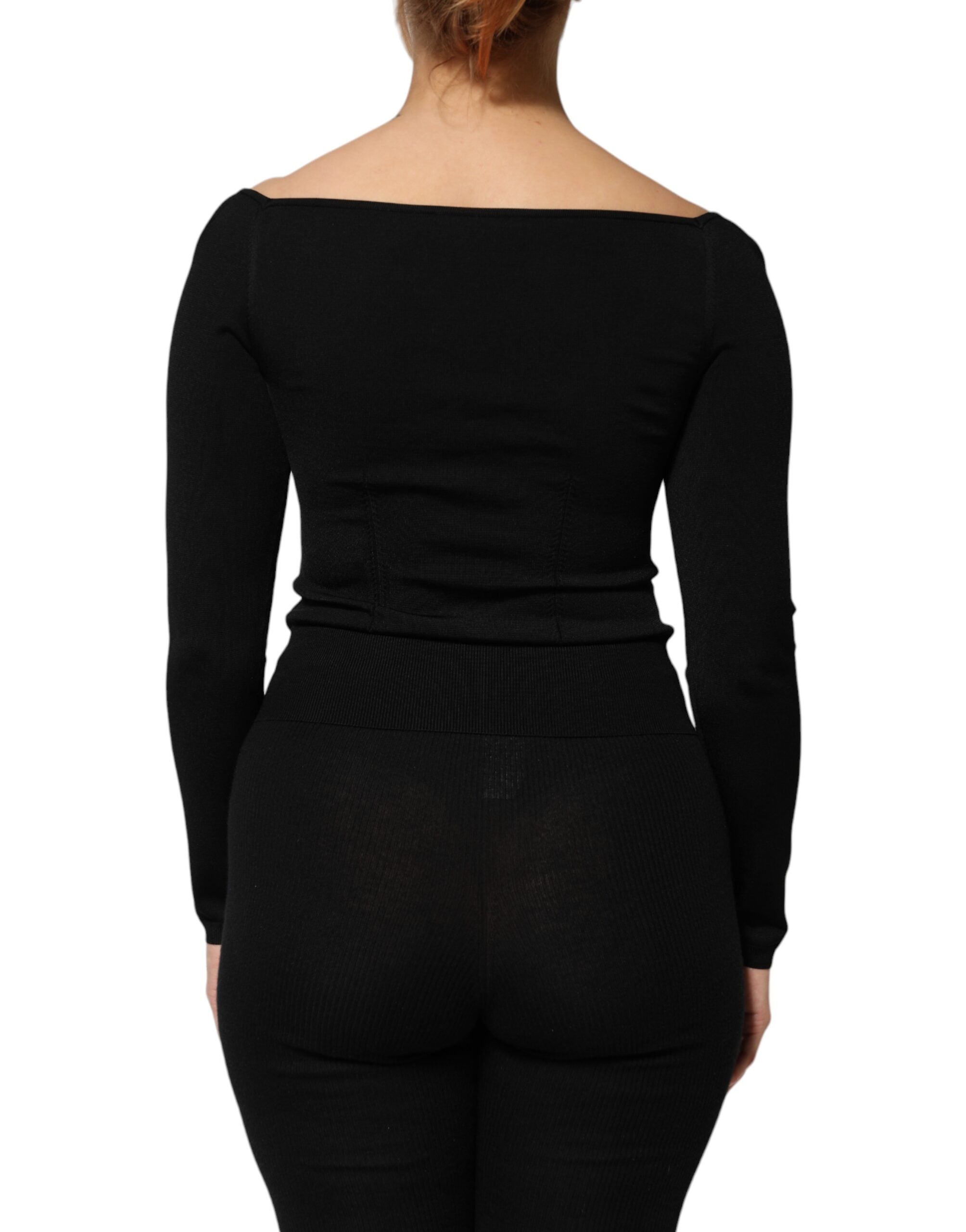 Dolce & Gabbana Black Viscose Long Sleeve Pullover Blouse Top Dolce & Gabbana