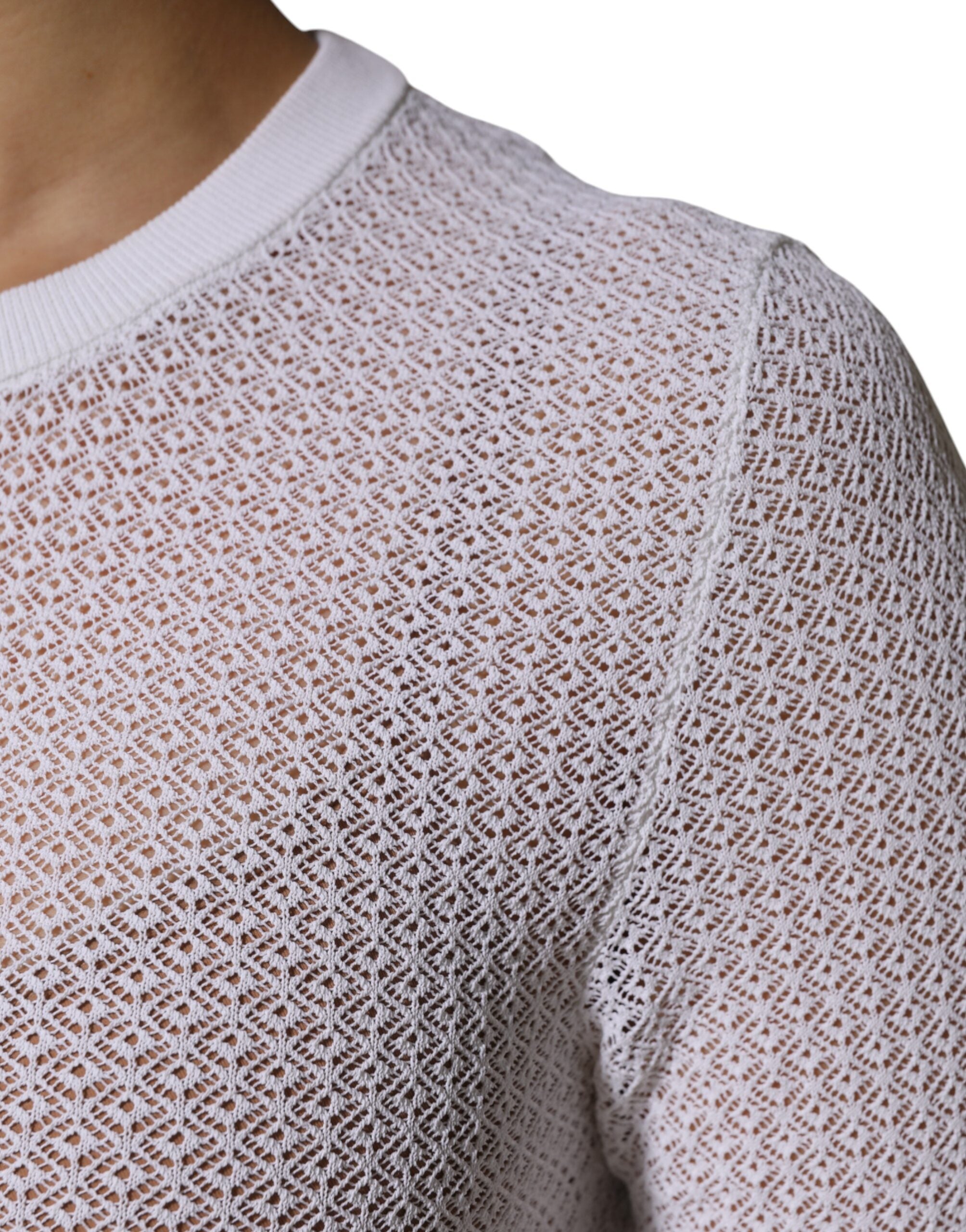 Dolce & Gabbana White Round Neck Long Sleeves Pullover Top Dolce & Gabbana