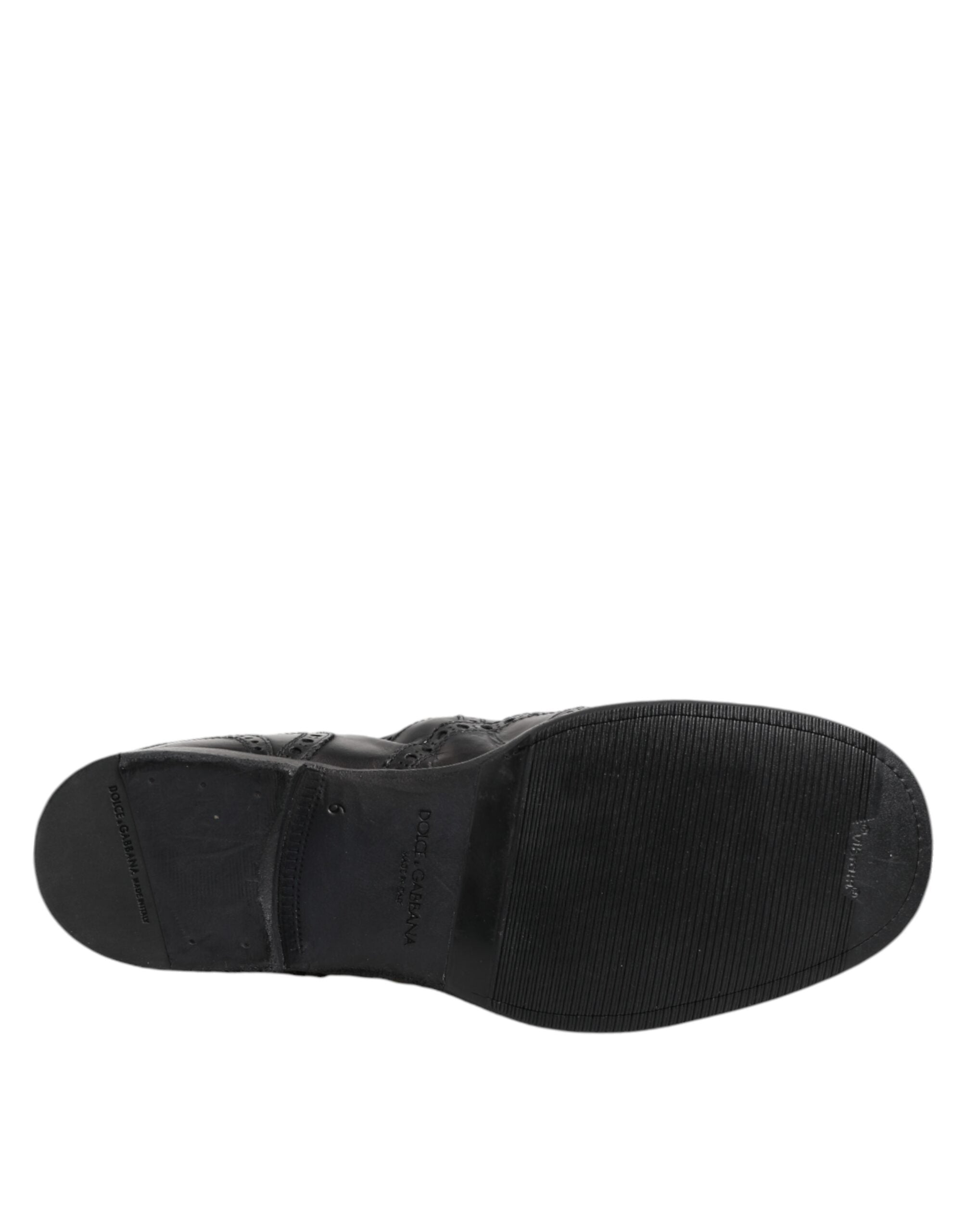 Dolce & Gabbana Black Leather Ankle Boots Slip On Shoes Dolce & Gabbana